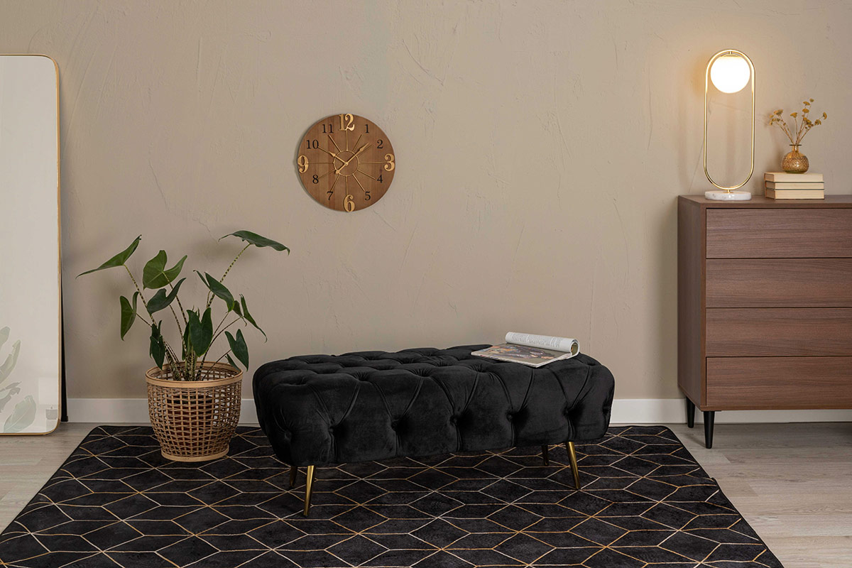 Alternative view of GDECO - ALFOMBRA NEGRA Y ORO. 130*190 CM