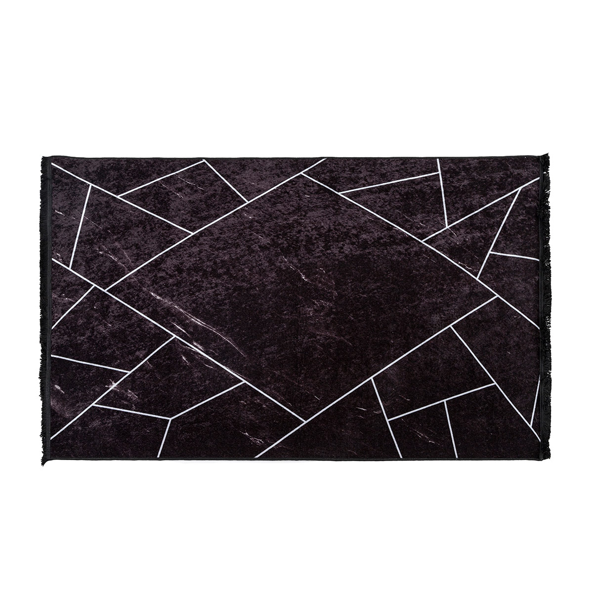 GDECO - ALFOMBRA NEGRA Y PLATA. 130*190 CM