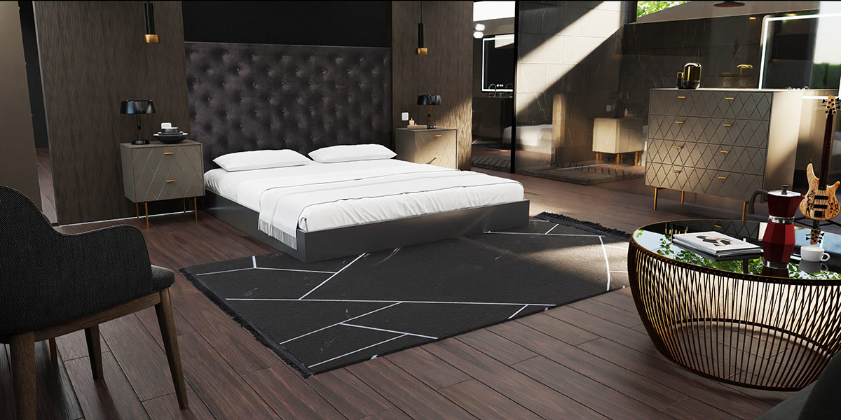 Alternative view of GDECO - ALFOMBRA NEGRA Y PLATA. 130*190 CM