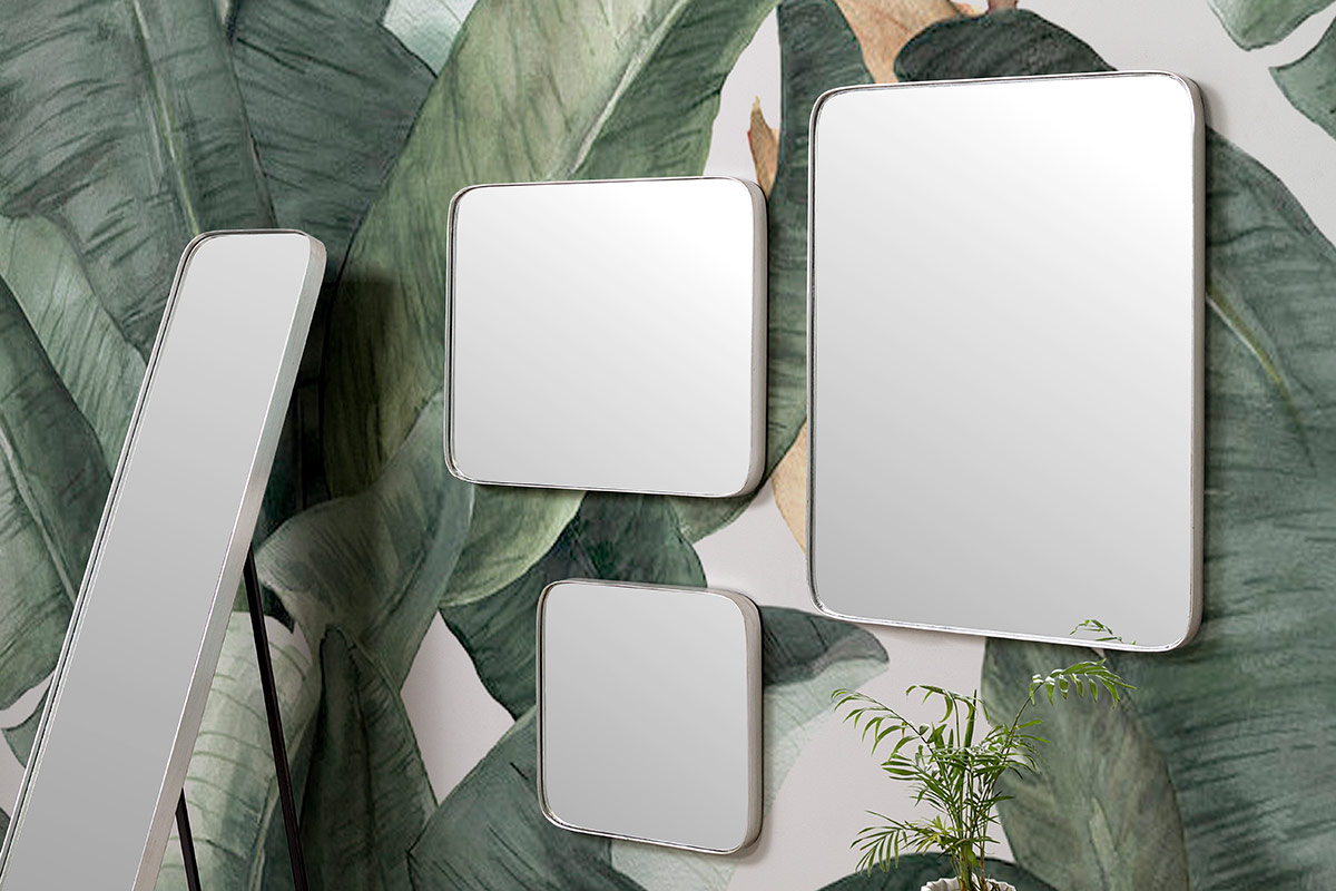 GDECO - ESPEJO CANTO REDONDO PLATA. 41*41 cm - Imagen 3