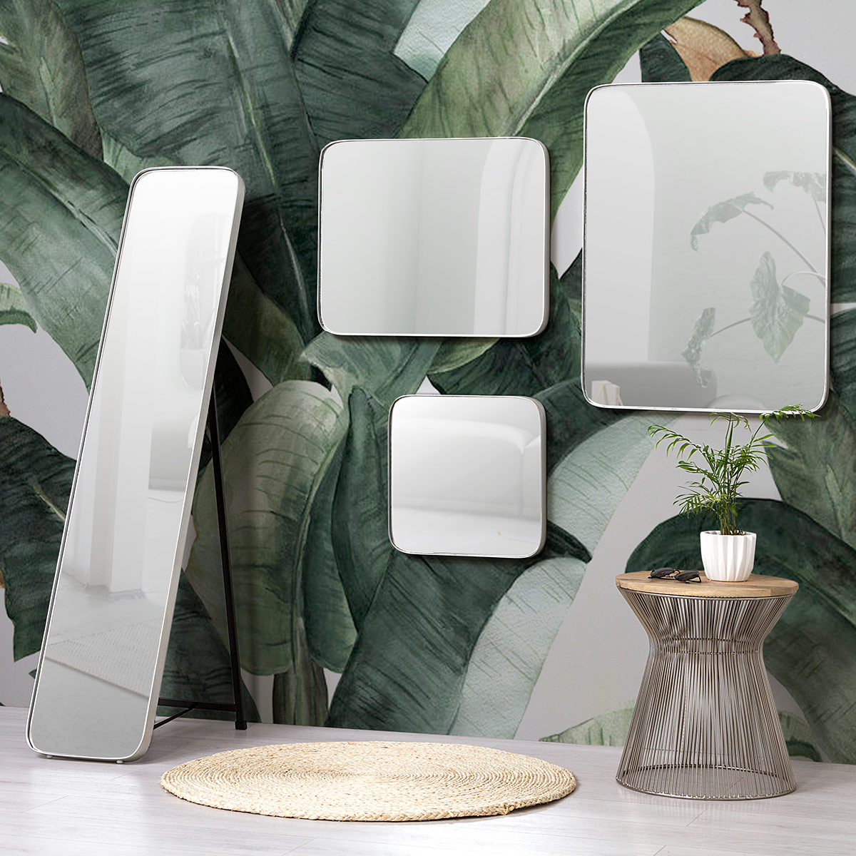 GDECO - ESPEJO CANTO REDONDO PLATA. 41*41 cm - Imagen 4