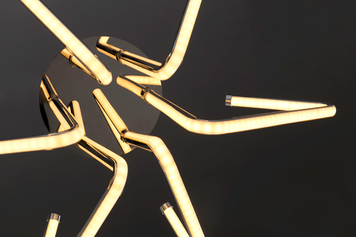 GDECO - LÁMPARA TECHO LED CROMADO. 66*66*32* cm - Imagen 3