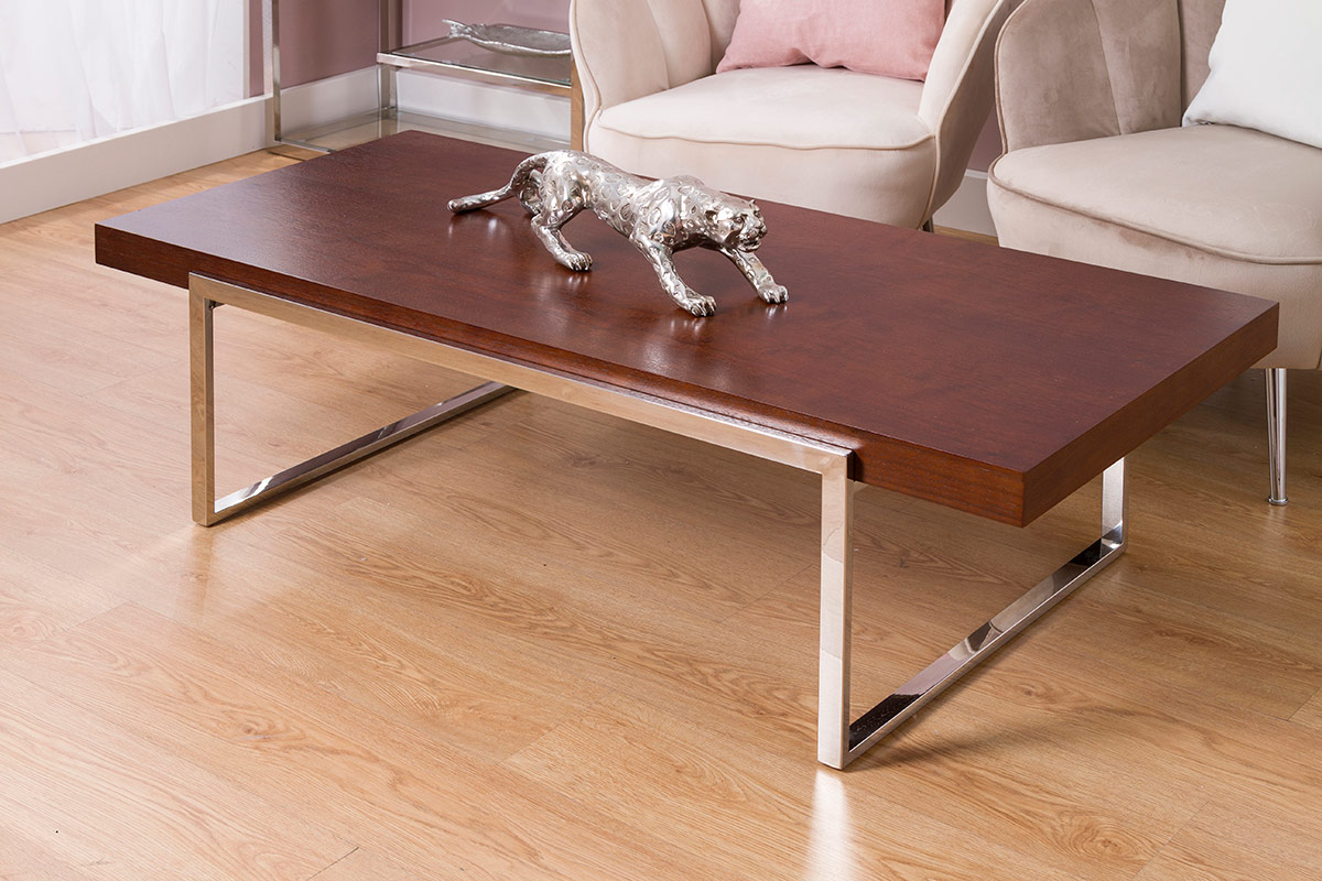 Alternative view of GDECO - MESA SOFA ACERO + MADERA NATURAL. 140*63*39 cm