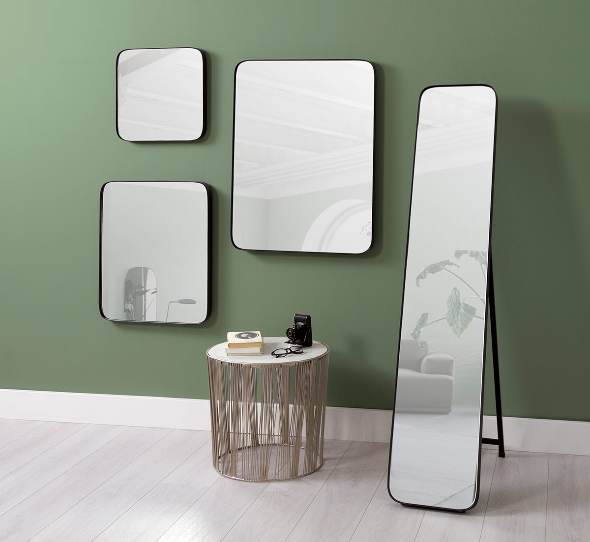 GDECO - ESPEJO CANTO REDONDO NEGRO 60x80cm - Imagen 3