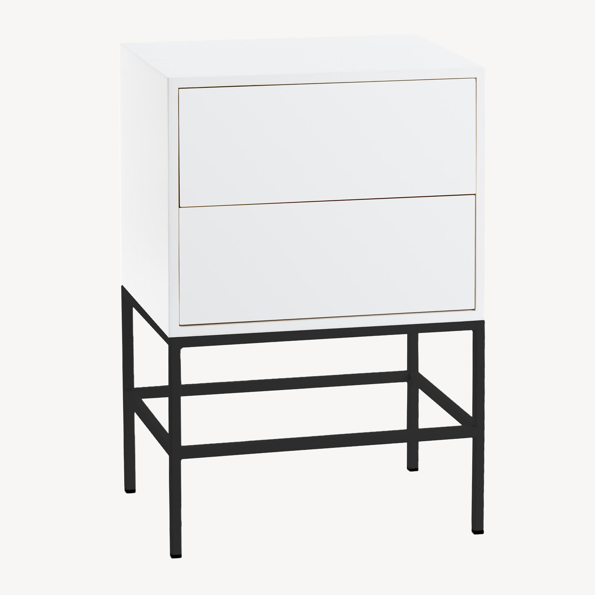 Alternative view of GDECO - MESITA PUSH 2 CAJONES LACADA BLANCO. BASE METAL NEGRO. 74*48*33,5 CM