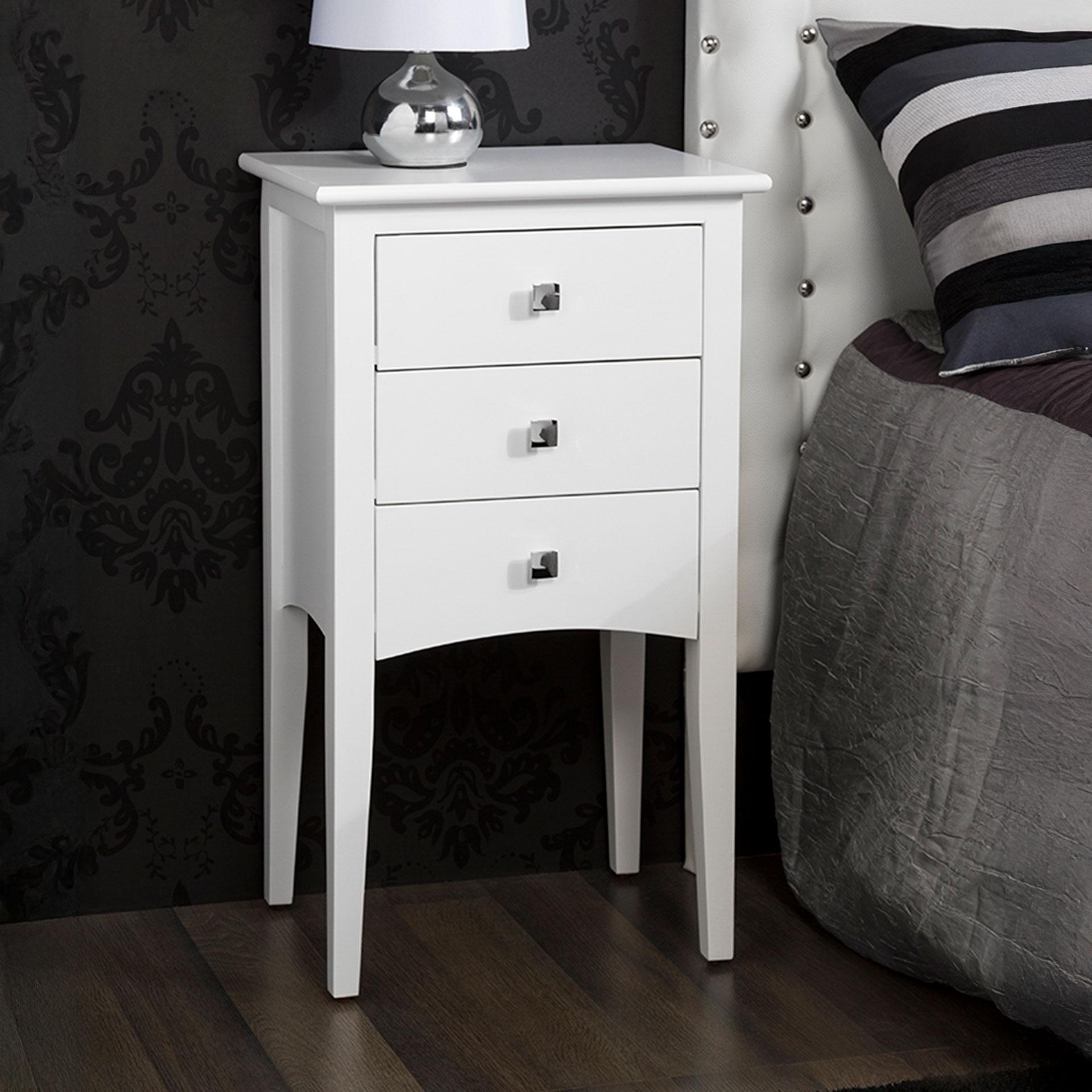 GDECO - MESITA OSLO, 3 CAJONES. BLANCO