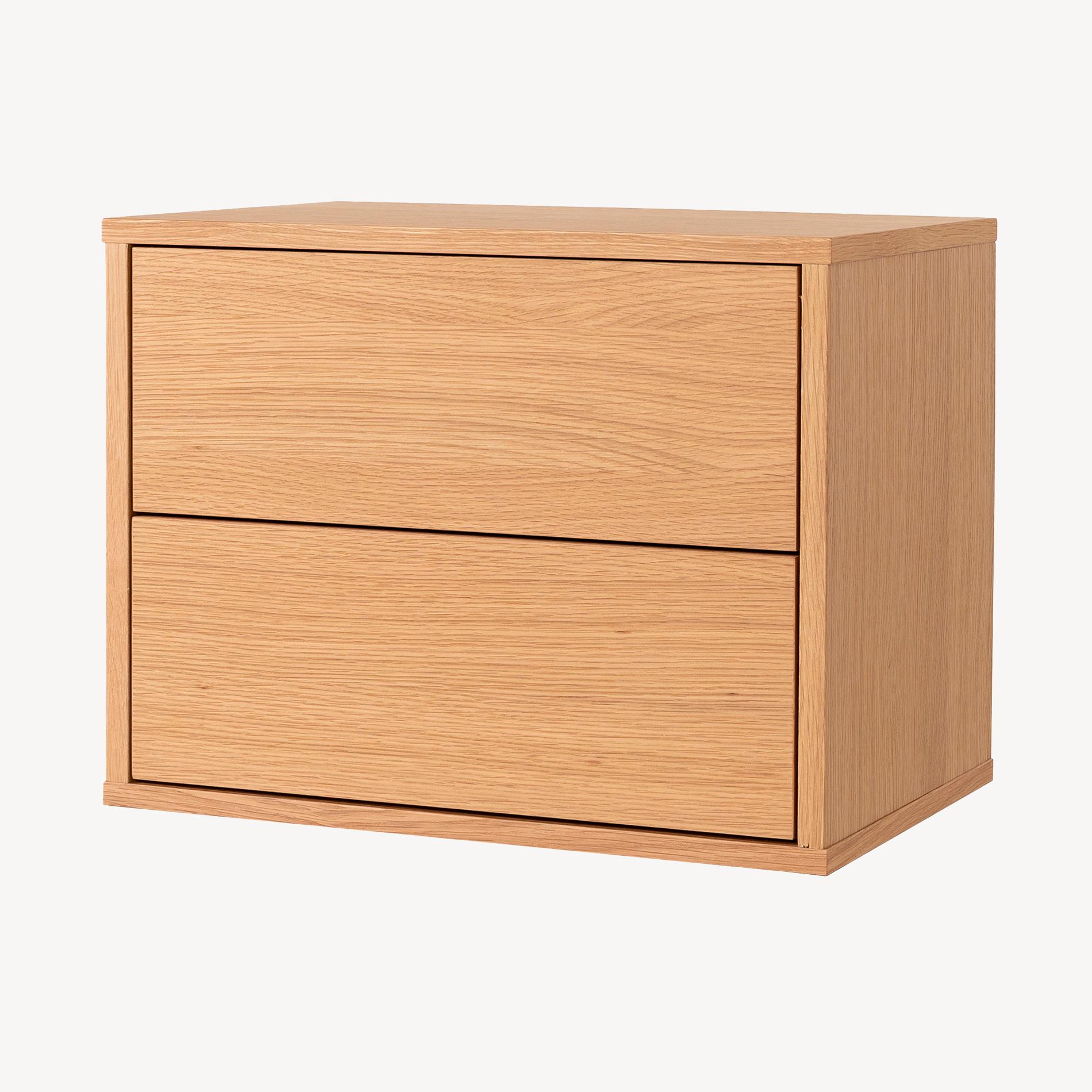 Alternative view of GDECO - MESITA PUSH 2 CAJONES, CHAPA ROBLE 48*33.5*39 CM (PARA COLGAR EN LA PARED)