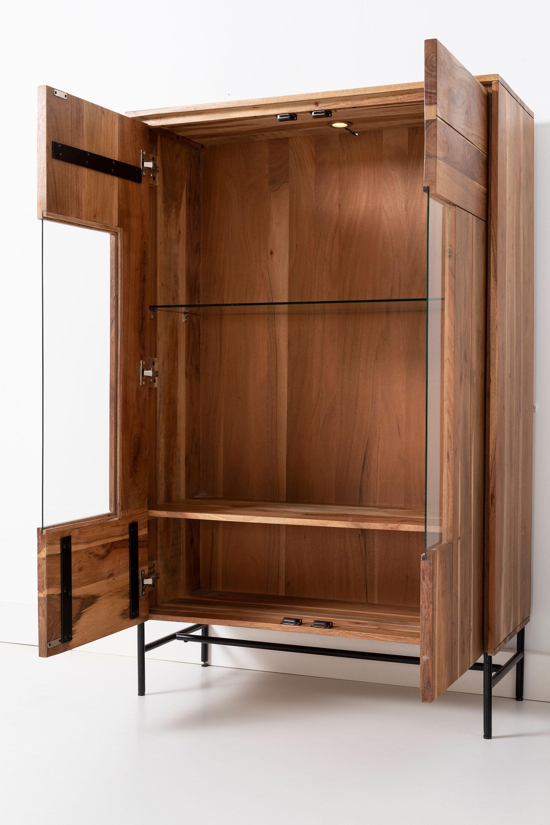 Alternative view of GDECO - APARADOR ACACIA CON LUZ Y PATAS DE METAL 150*96*40 CM