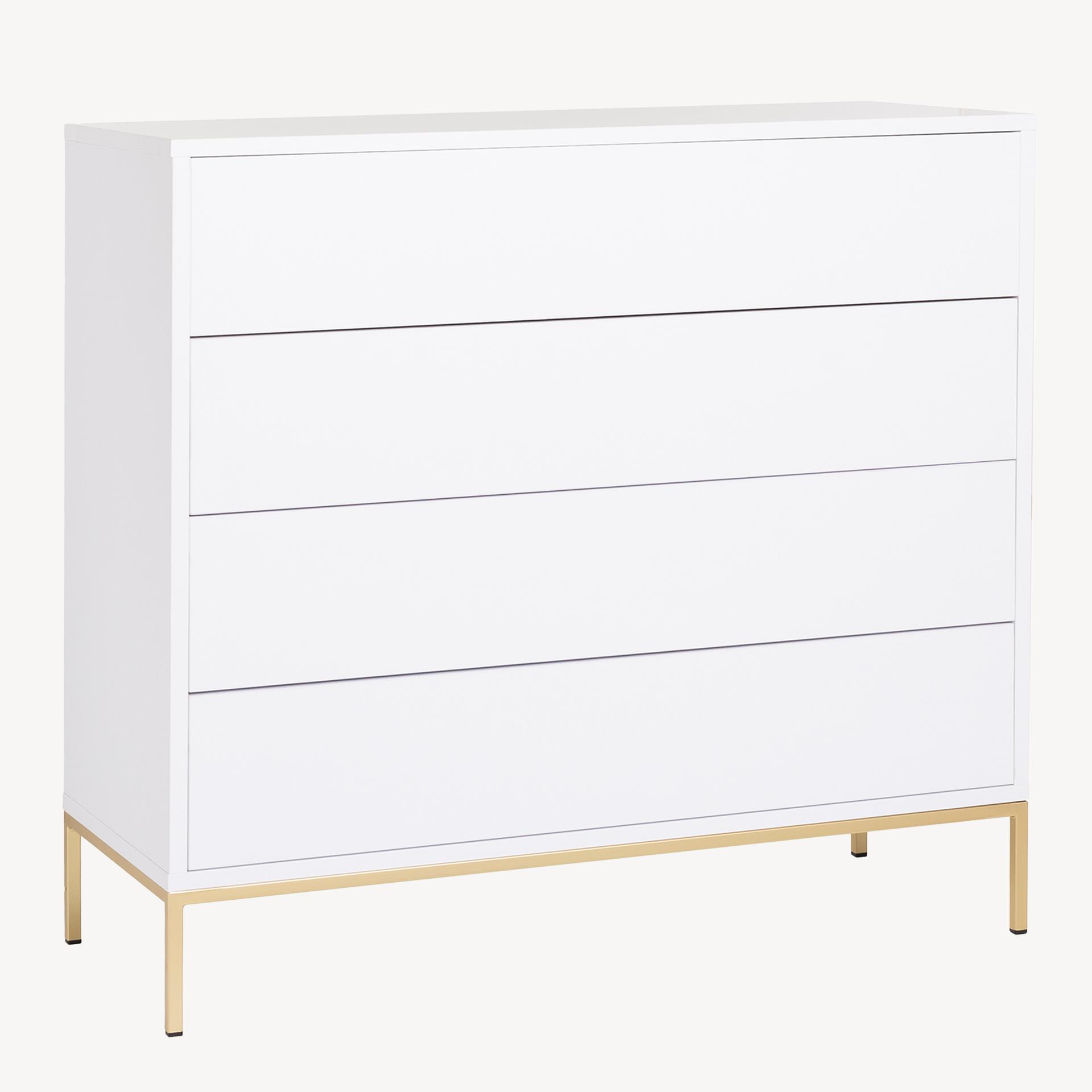 Alternative view of GDECO - COMODA PUSH 4 C. LACADO BLANCO, BASE METAL ORO. 100*95*40 CM