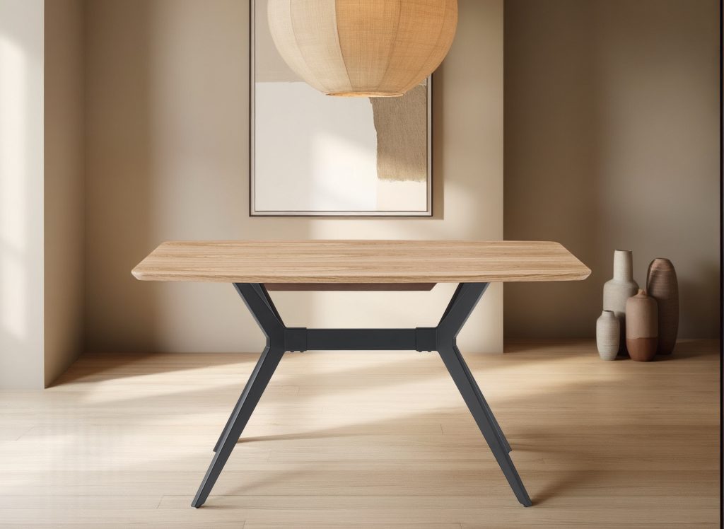 Alternative view of GDECO - MESA EXTENSIBLE 140*80*75CM, TAPA CHAPA ROBLE, PATA METALICA NEGRA