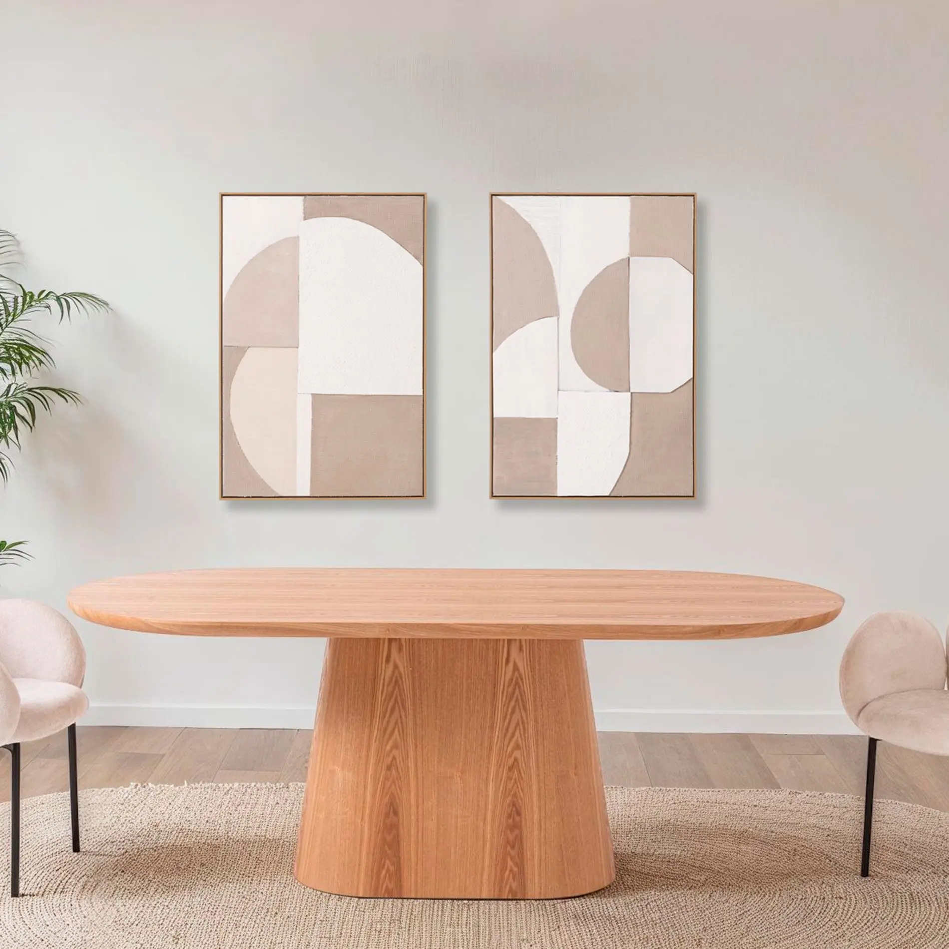 GDECO - SET 2 CUADROS OLEO 60*90*3.5 CM. MARCO MADERA