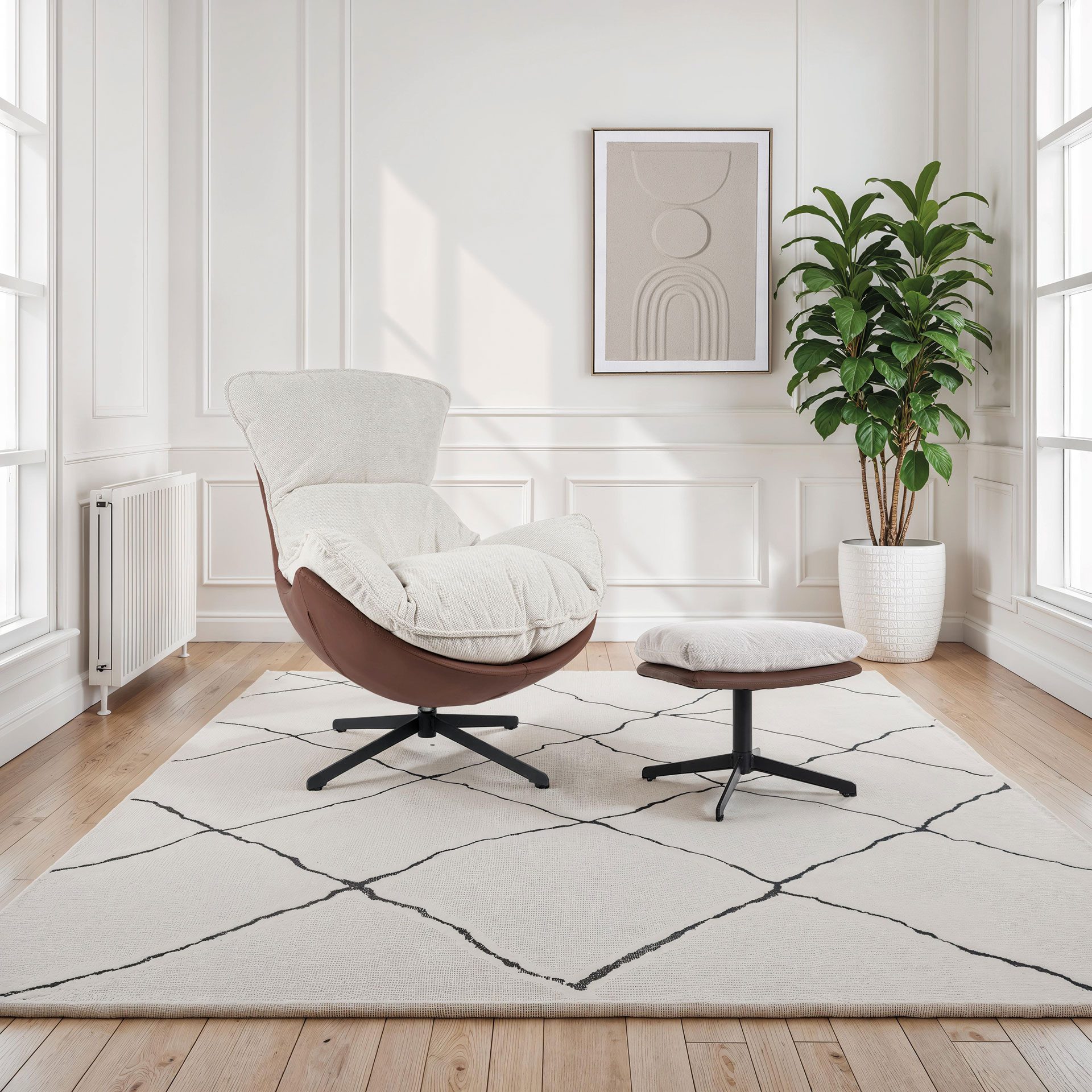 GDECO - SILLON HANS GIRATORIO 360º. TAPIZADO TERRACOTA (ANTIMANCHAS Y ANTIARAÑAZOS MASCOTAS) 102*102*87 CM - Imagen 7