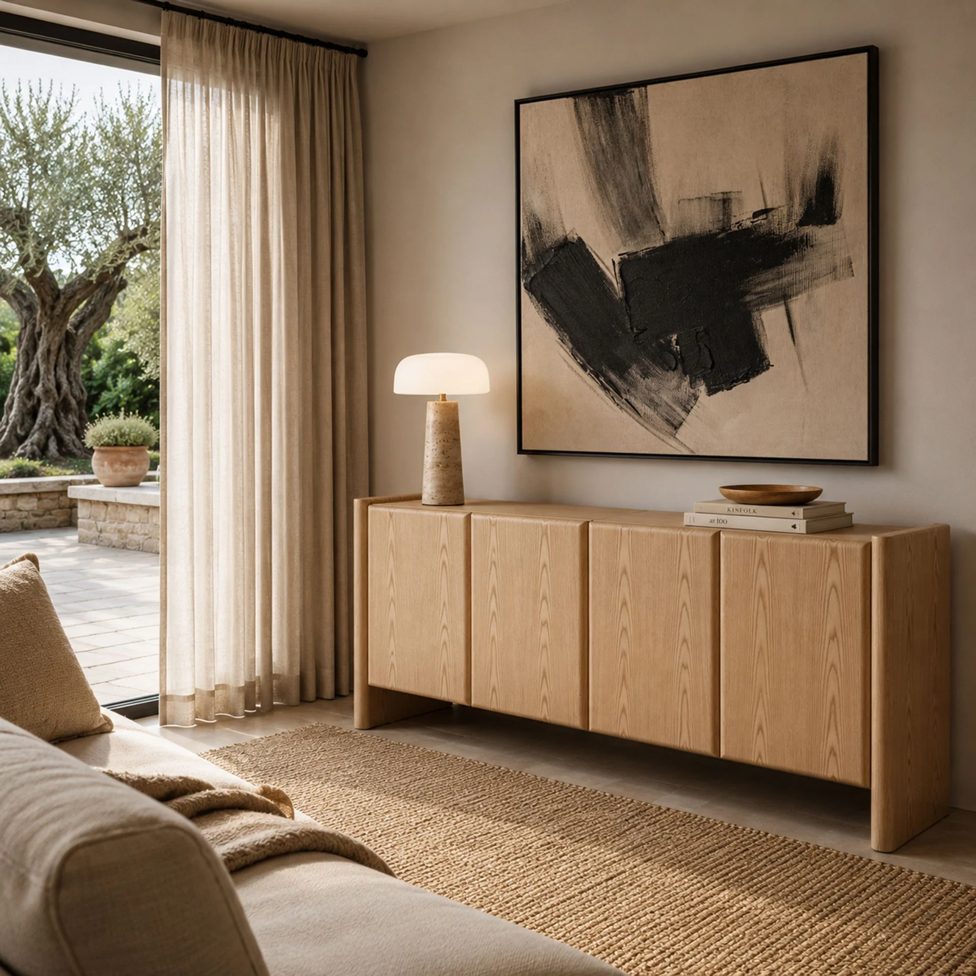 GDECO - APARADOR GIO. 4 PUERTAS, CHAPA ROBLE 180*45*75.5 CM