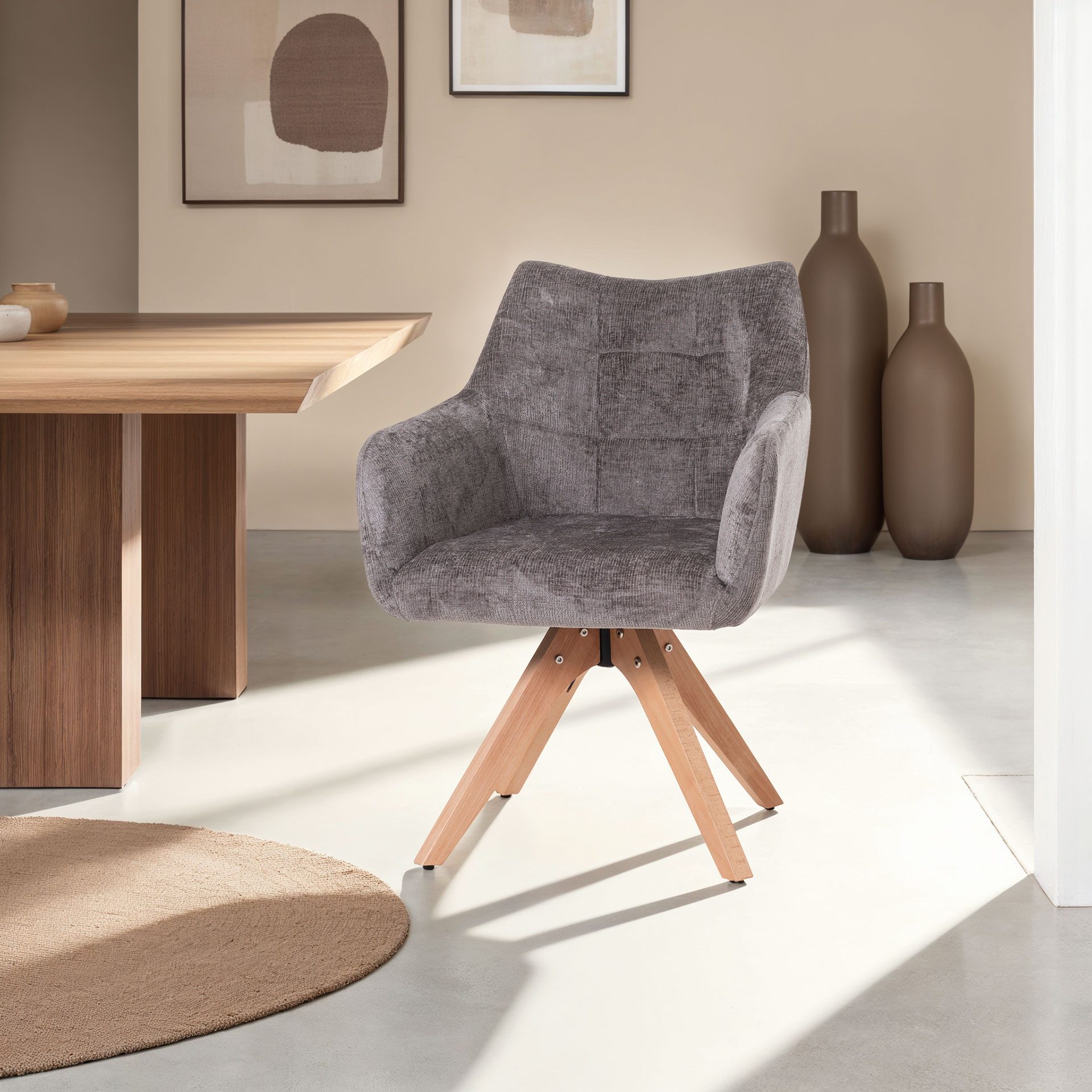 Alternative view of GDECO - SILLA NORD GIRATORIA 360º. TAPIZADO GRIS OSCURO, PATAS METAL NEGRO