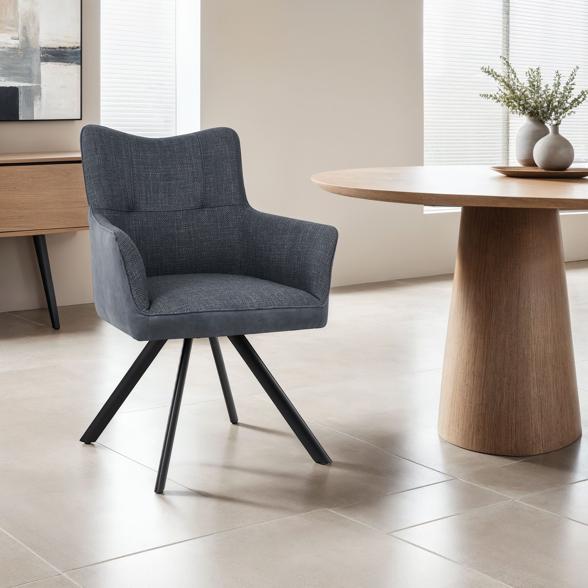 Alternative view of GDECO - SILLON LEIA, ASIENTO GIRATORIO 360º CON RETORNO. TAPIZADO GRIS MARENGO ANTIMANCHAS, PATAS METAL NEGRO