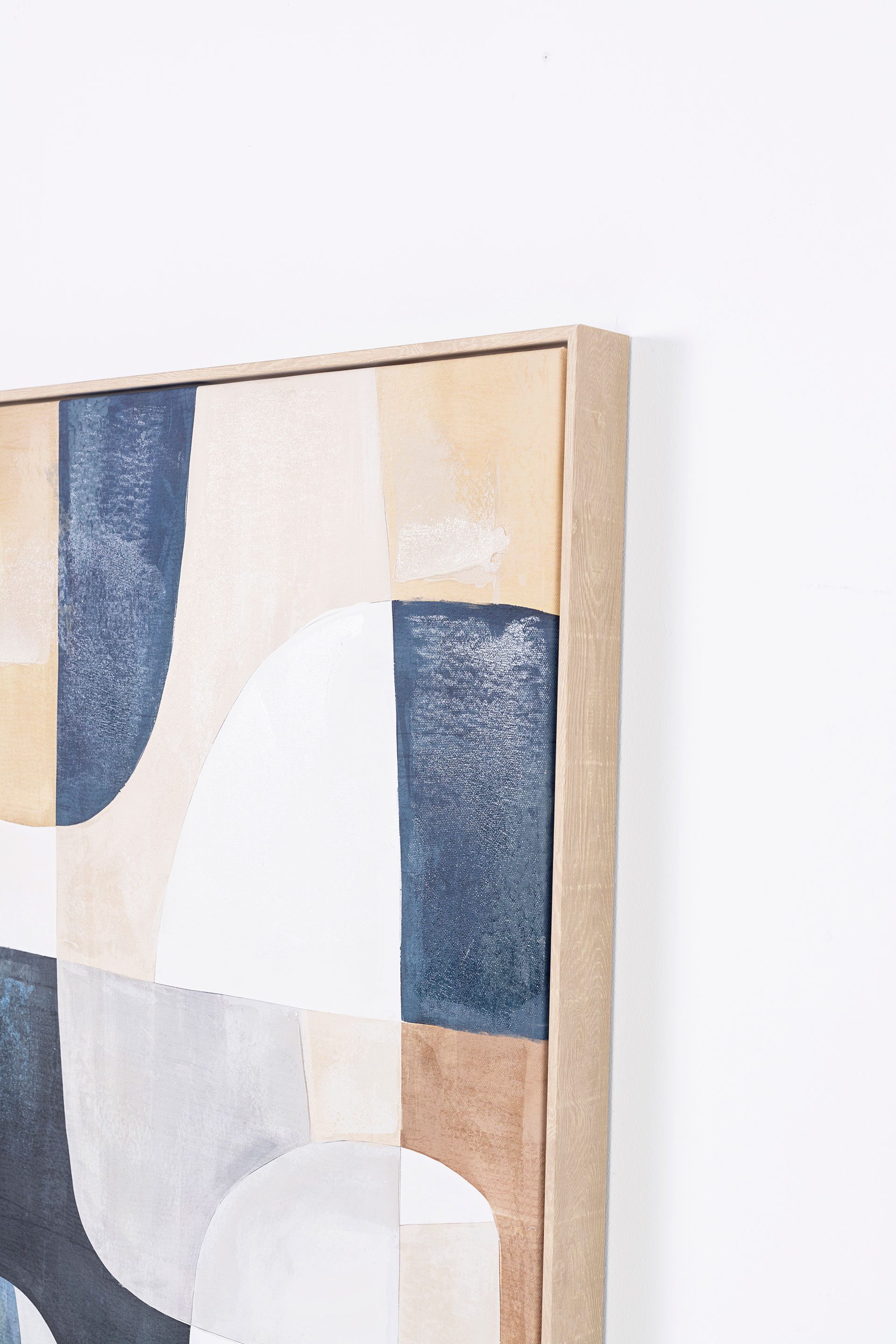 Alternative view of GDECO - SET 2 LIENZOS OLEO 60X90 CM. MARCO ROBLE, FORMAS GEOMÉTRICAS AZUL Y TIERRA (A)