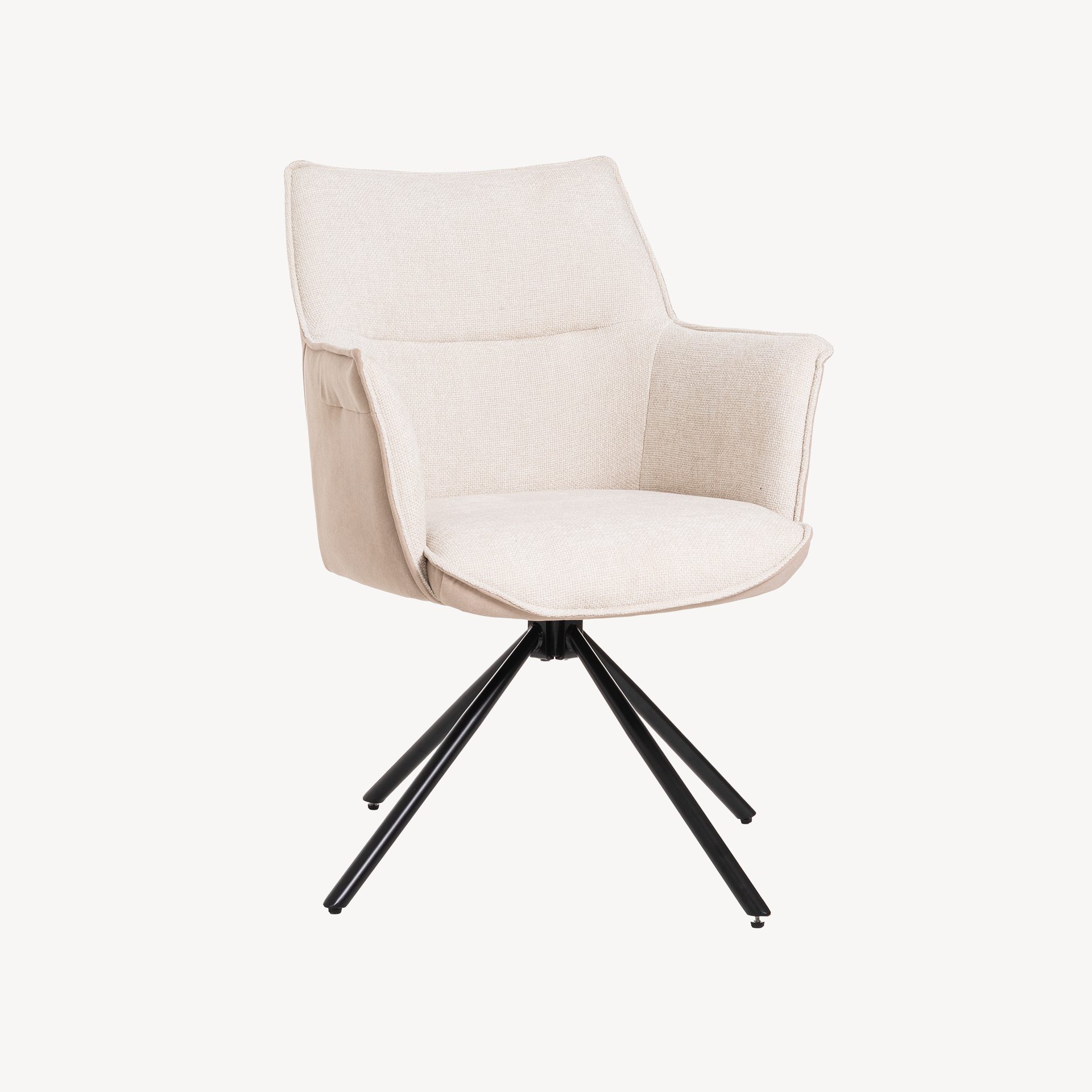 GDECO - SILLA ROSE GIRATORIA 360º. TAPIZADO TONOS BEIGE, PATAS METAL NEGRO