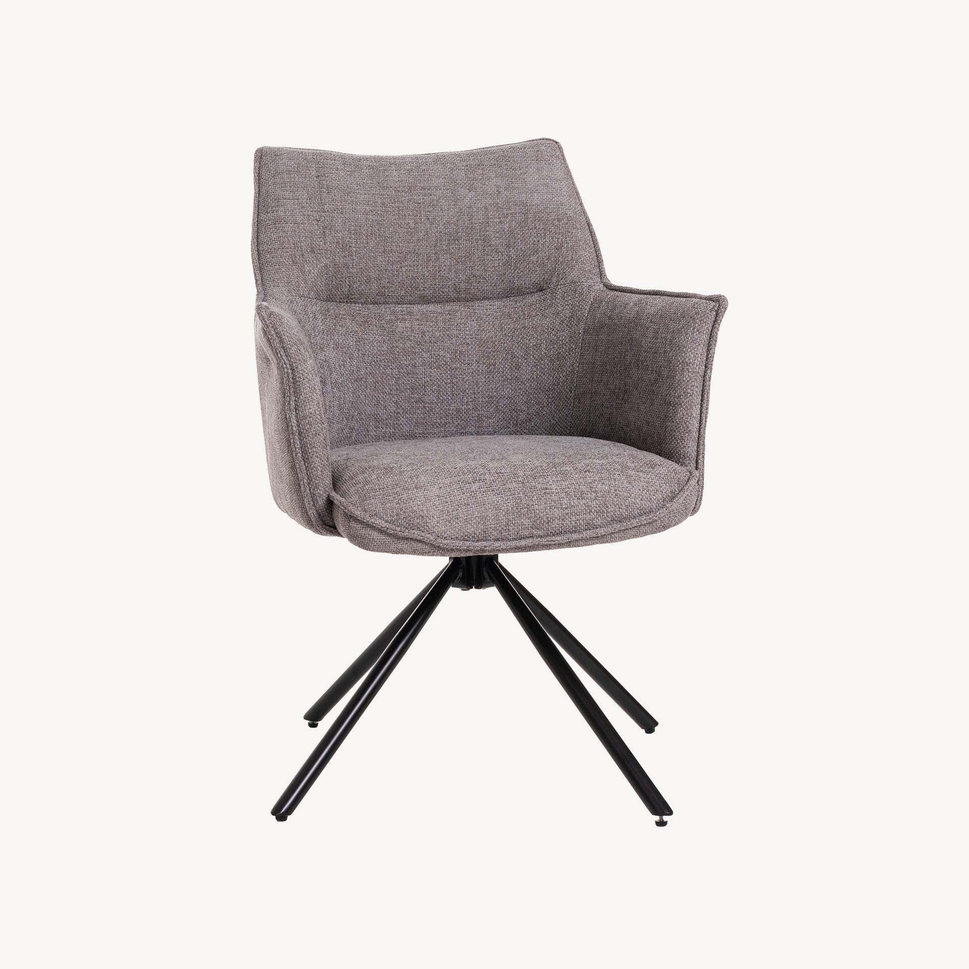 GDECO - SILLA ROSE GIRATORIA 360º. TAPIZADO GRIS, PATAS METAL NEGRO