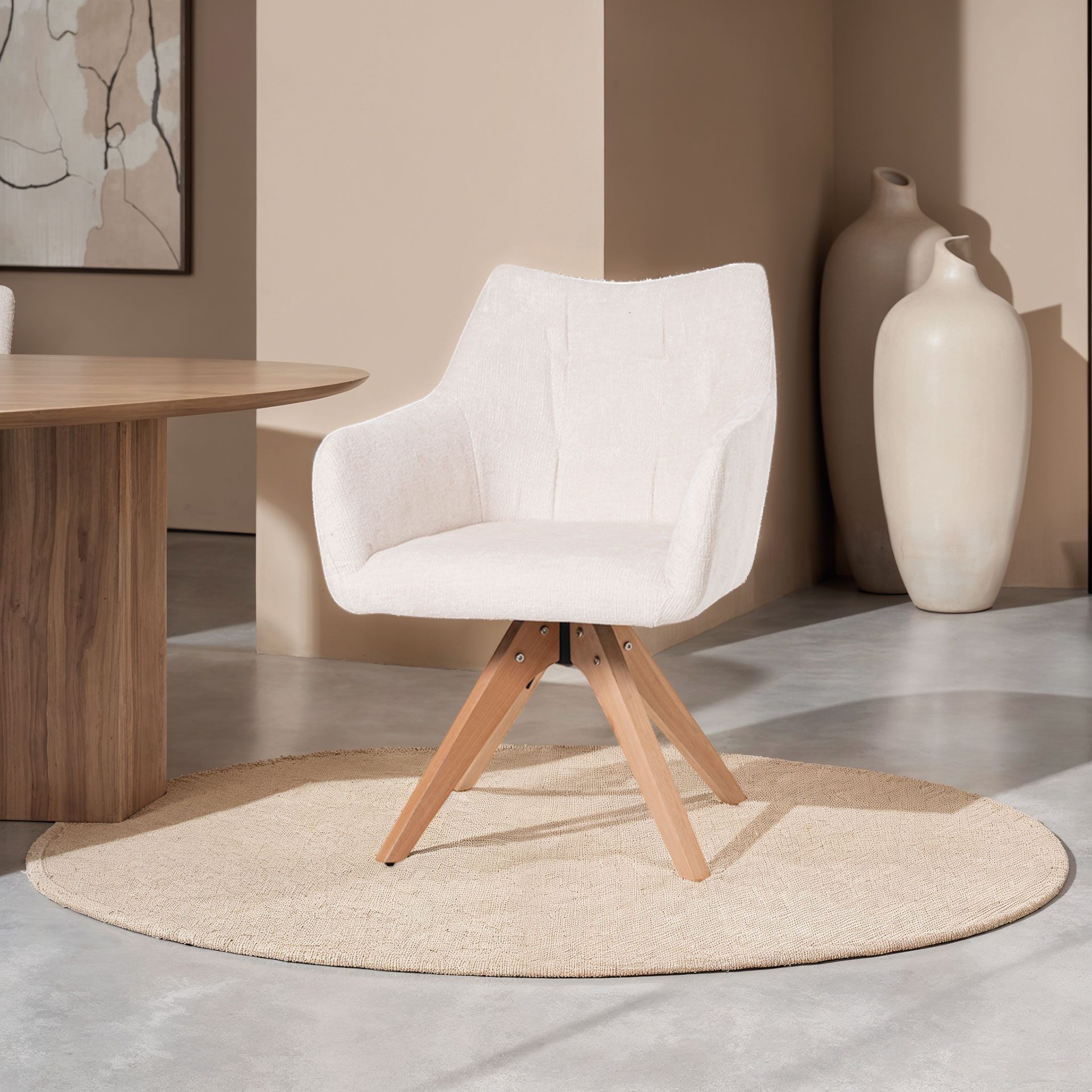 Alternative view of GDECO - SILLA NORD GIRATORIA 360º. TAPIZADO BEIGE, PATAS METAL NEGRO