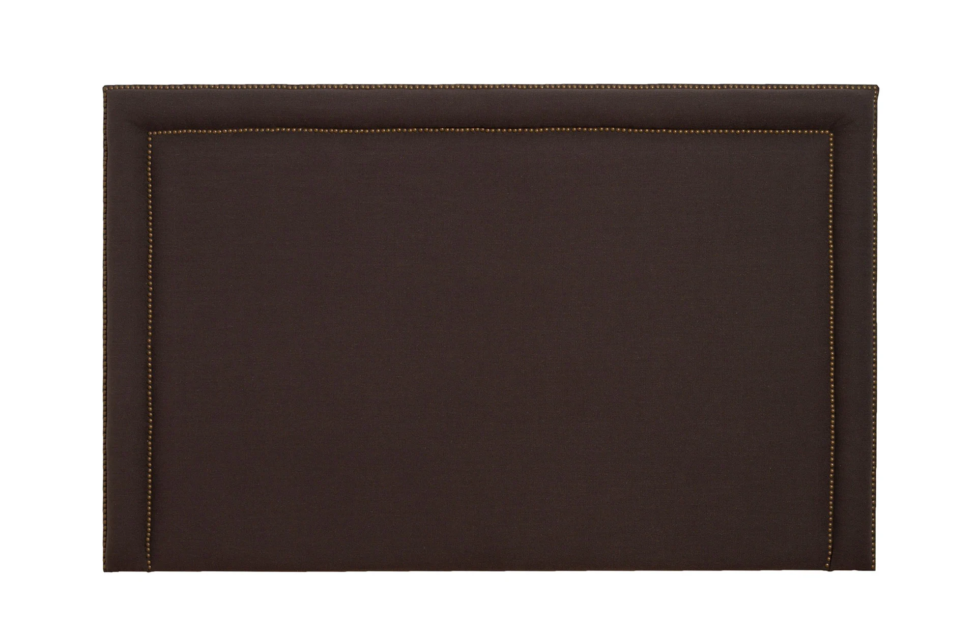 GDECO - PARA CAMA 180 CM -CABECERO TACHA DOBLE DORADA. TELA LINO MONET CHOCOLATE