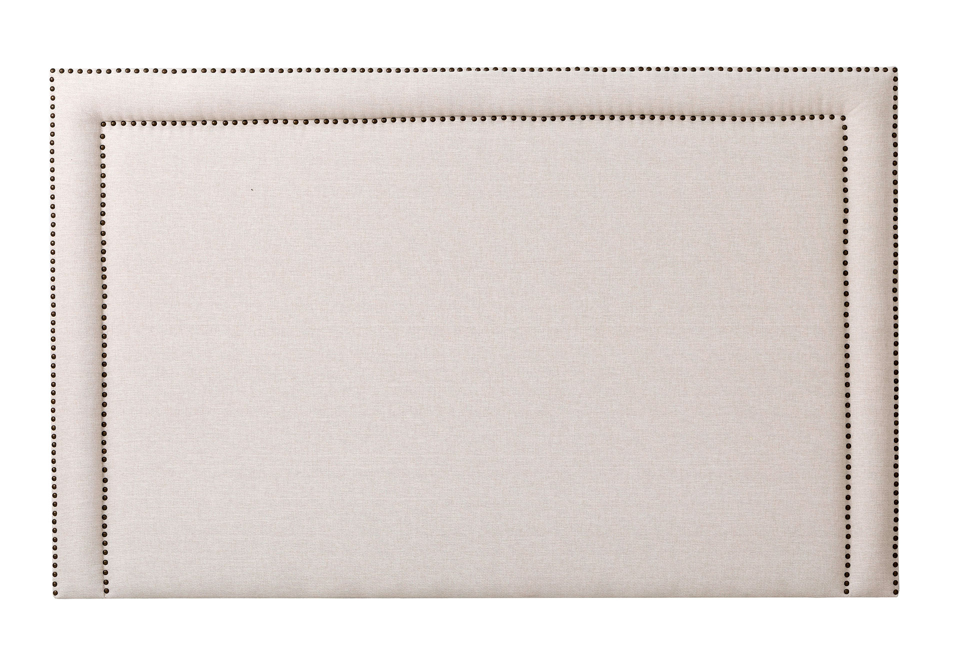 GDECO - PARA CAMA 135-140 CM -CABECERO TACHA DOBLE DORADA. TELA LINO MONET NATURAL