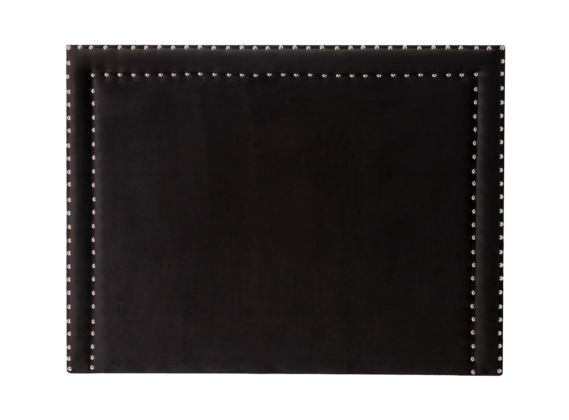 GDECO - PARA CAMA 150 CM. CABECERO TACHA DOBLE CROMADA, TERCIOPELO NEGRO