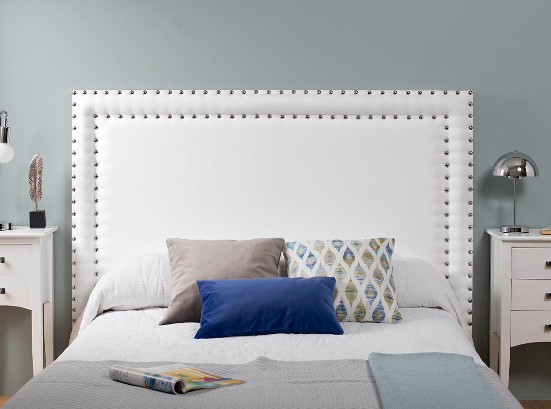 Alternative view of GDECO - PARA CAMA 160 CM. CABECERO TACHA DOBLE CROMADA, POLIPIEL BLANCO