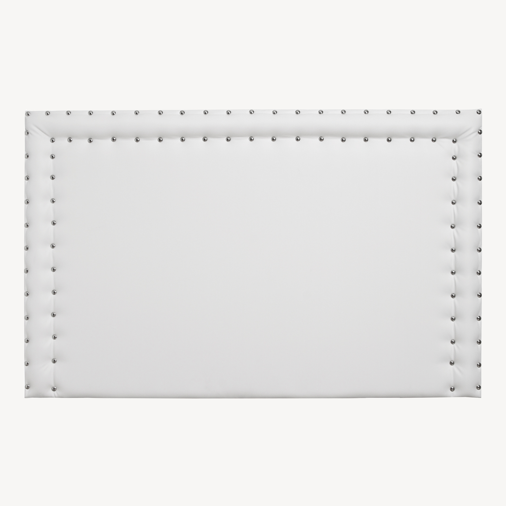 GDECO - PARA CAMA 160 CM. CABECERO TACHA DOBLE CROMADA, POLIPIEL BLANCO