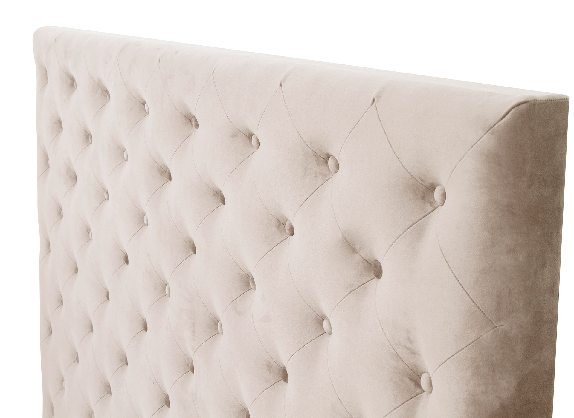 GDECO - CABECERO CAPITONE ROMBO, TERCIOPELO BEIGE. PARA CAMA 135-140 CM. (ALTURA 120 CM)