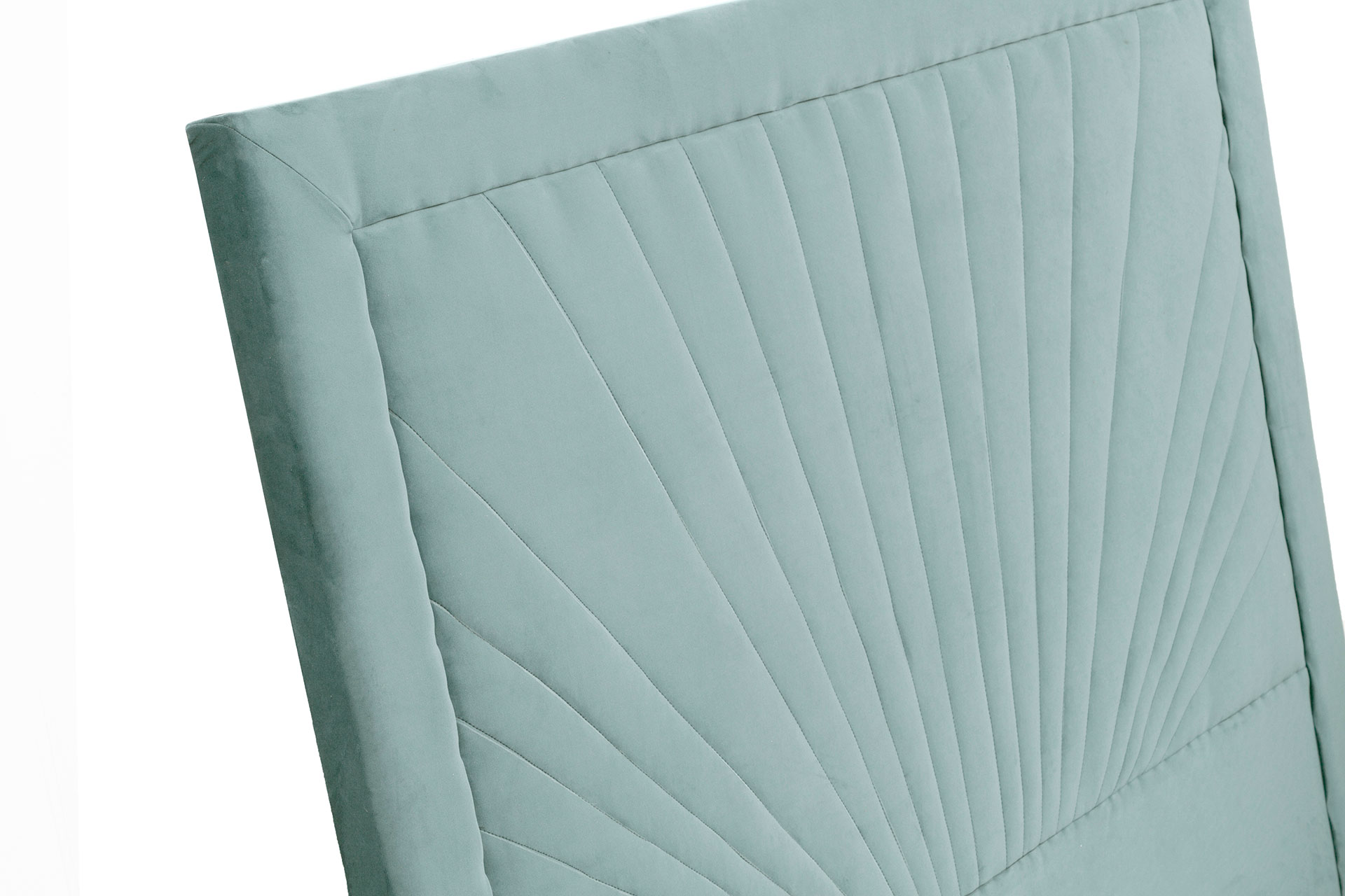 GDECO - CABECERO ABANICO, TERCIOPELO AQUAMARINA. PARA CAMA 135-140 CM. ALTURA 120 CM