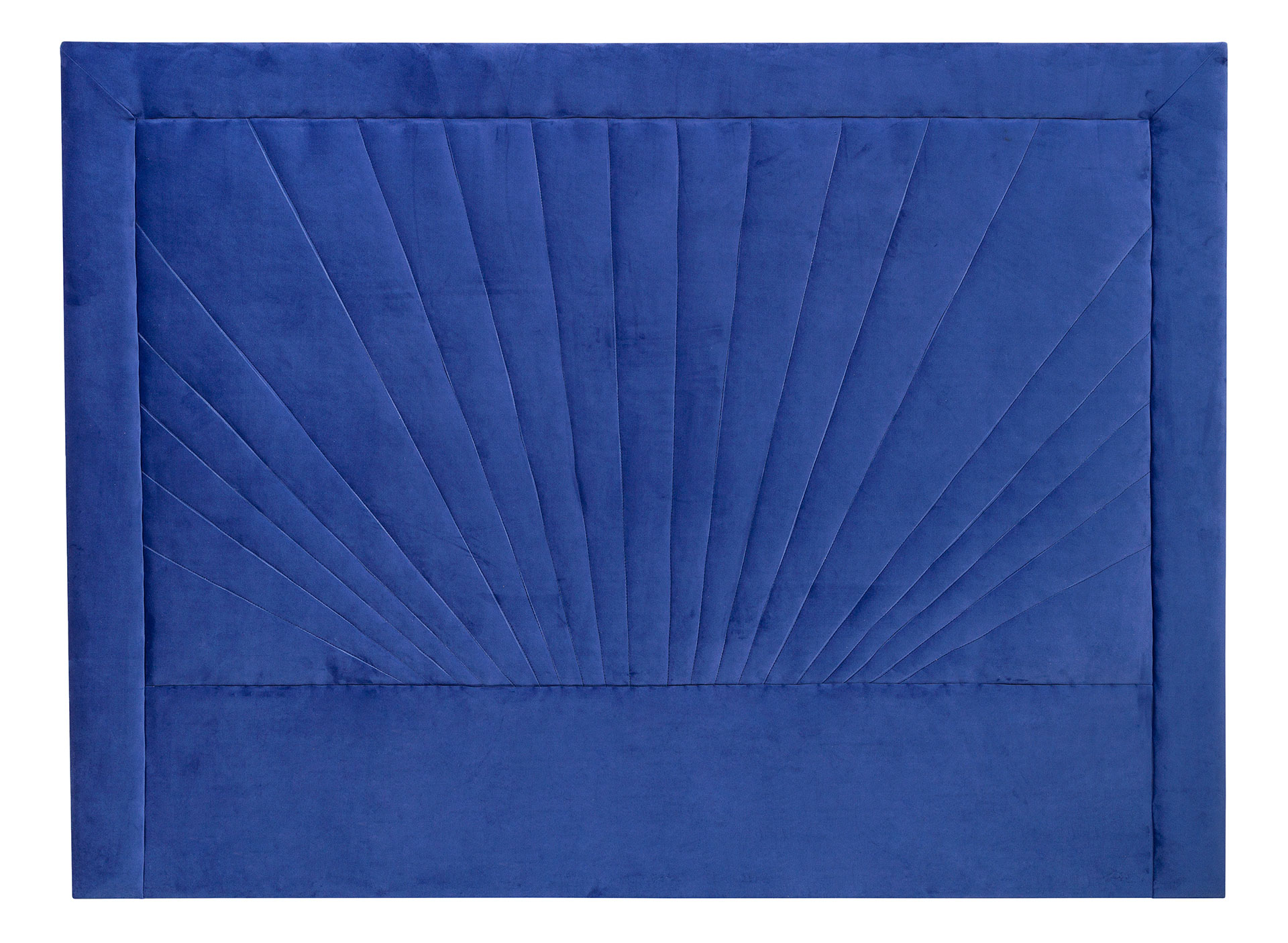 GDECO - CABECERO ABANICO, TERCIOPELO AZUL. PARA CAMA 135-140 CM. ALTURA 120 CM