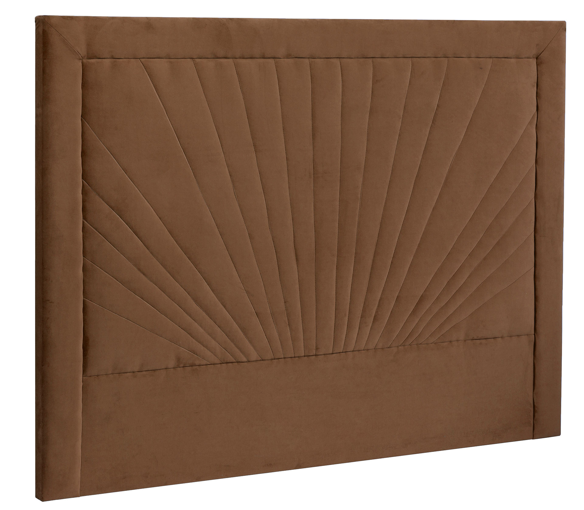 GDECO - CABECERO ABANICO, TERCIOPELO CHOCO. PARA CAMA 135-140 CM. ALTURA 120 CM