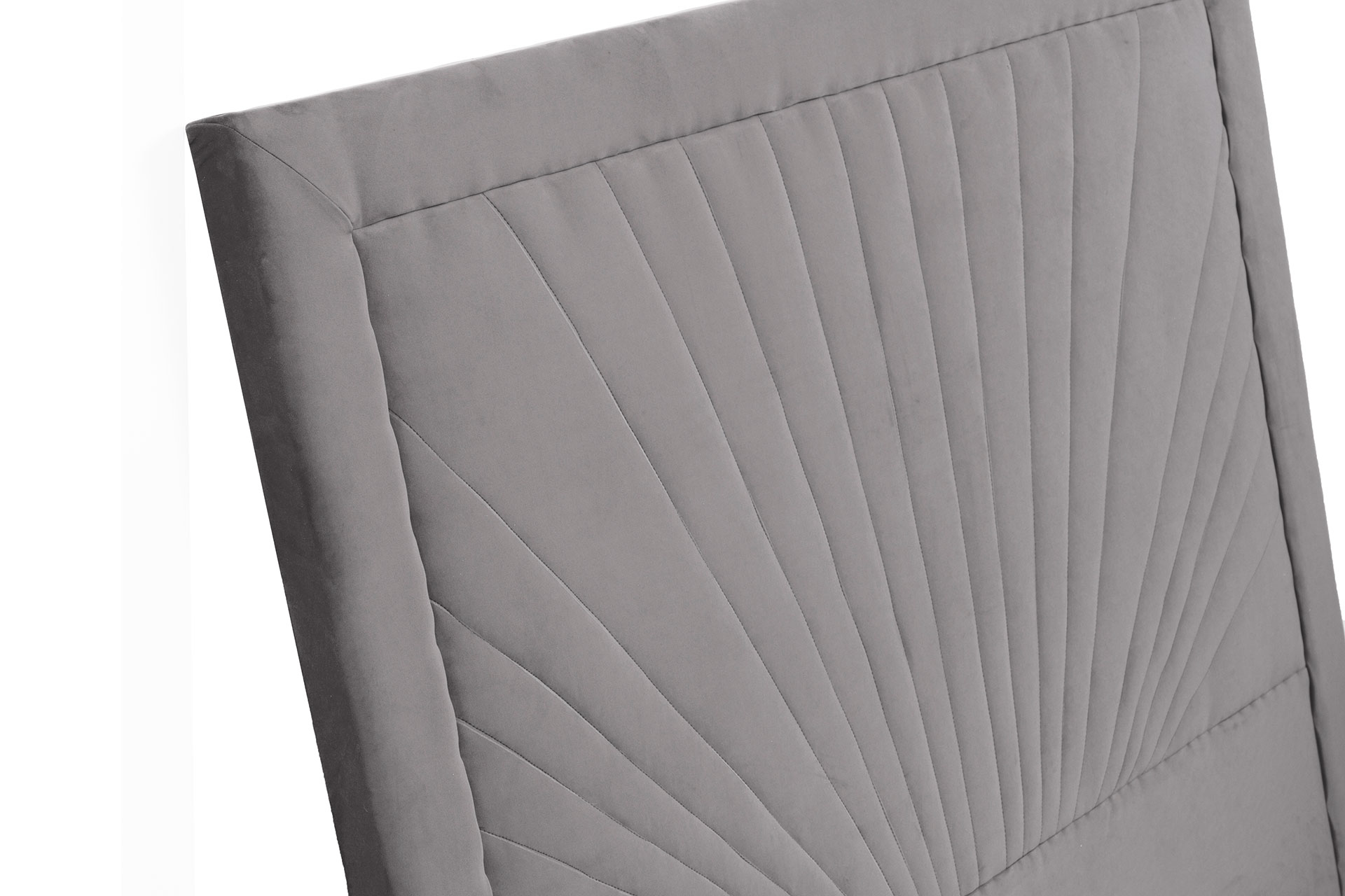 GDECO - CABECERO ABANICO, TERCIOPELO PLATA. PARA CAMA 135-140 CM. ALTURA 120 CM