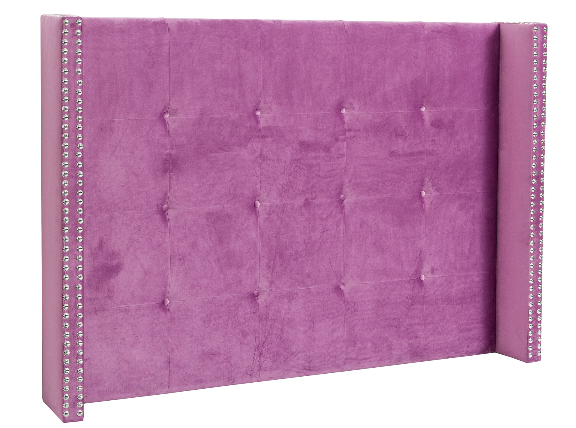 Alternative view of GDECO - CABECERO CAPITONÉ CUADRADO, OREJAS CON TACHA. TERCIOPELO ROSA. PARA CAMA 135-140 CM. ALTURA 120 CM