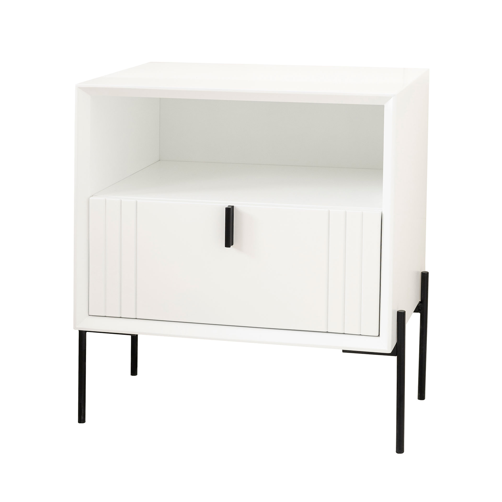 GDECO - MESITA MILAN LACADA CON HUECO + CAJON. GUIA FRENO. 48*33.5 CM