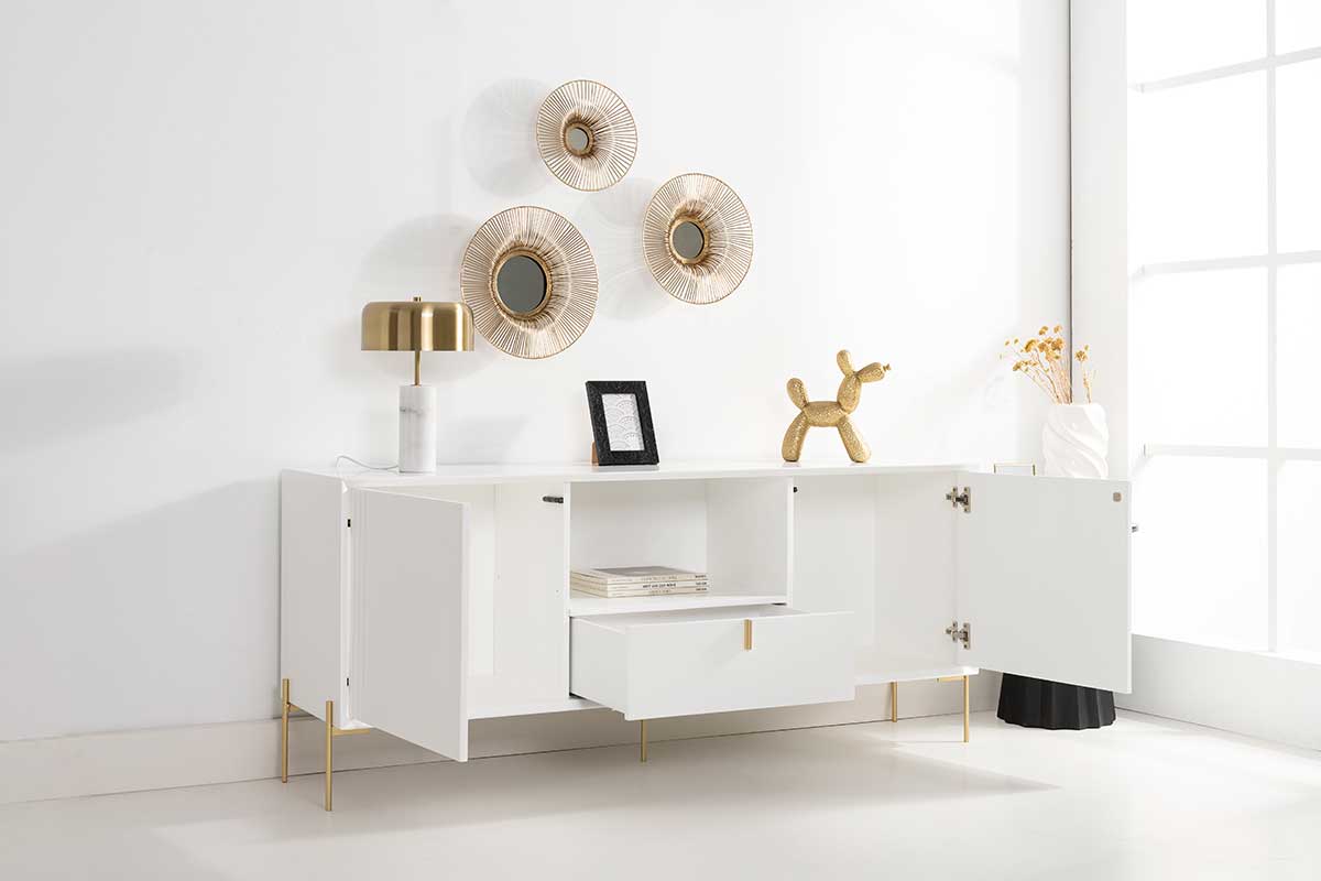 Alternative view of GDECO - MUEBLE TV MILAN LACADO 2 PUERTAS + CAJON. GUIA FRENO 67*160*40 CM