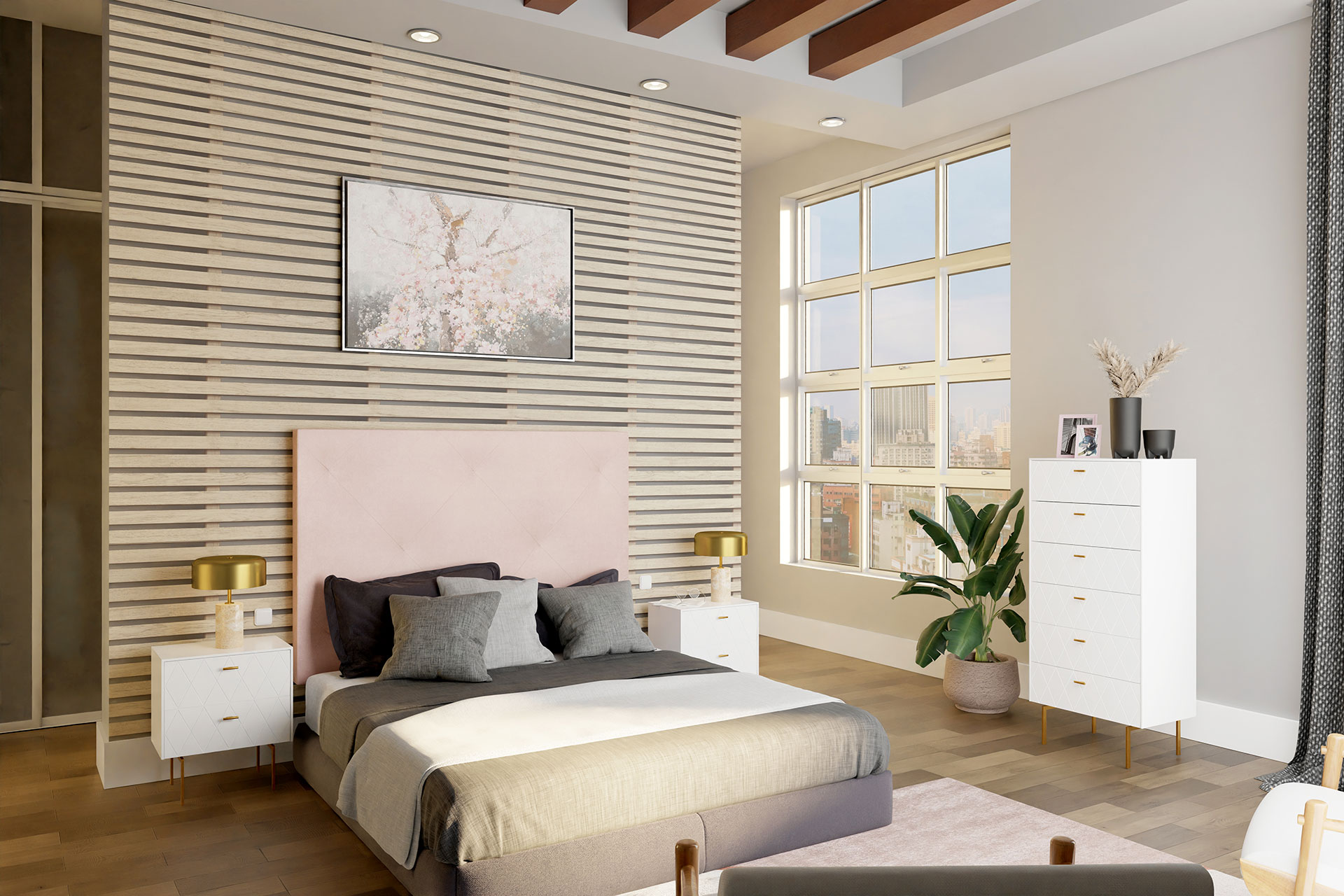 GDECO - SINFONIER 6 CAJONES. COLECCIÓN DIAMOND. LACADA BLANCO. GUIA CON FRENO.