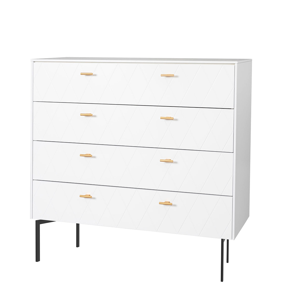 Alternative view of GDECO - CÓMODA 4 CAJONES. COLECCIÓN DIAMOND. LACADA BLANCO. GUIA CON FRENO.