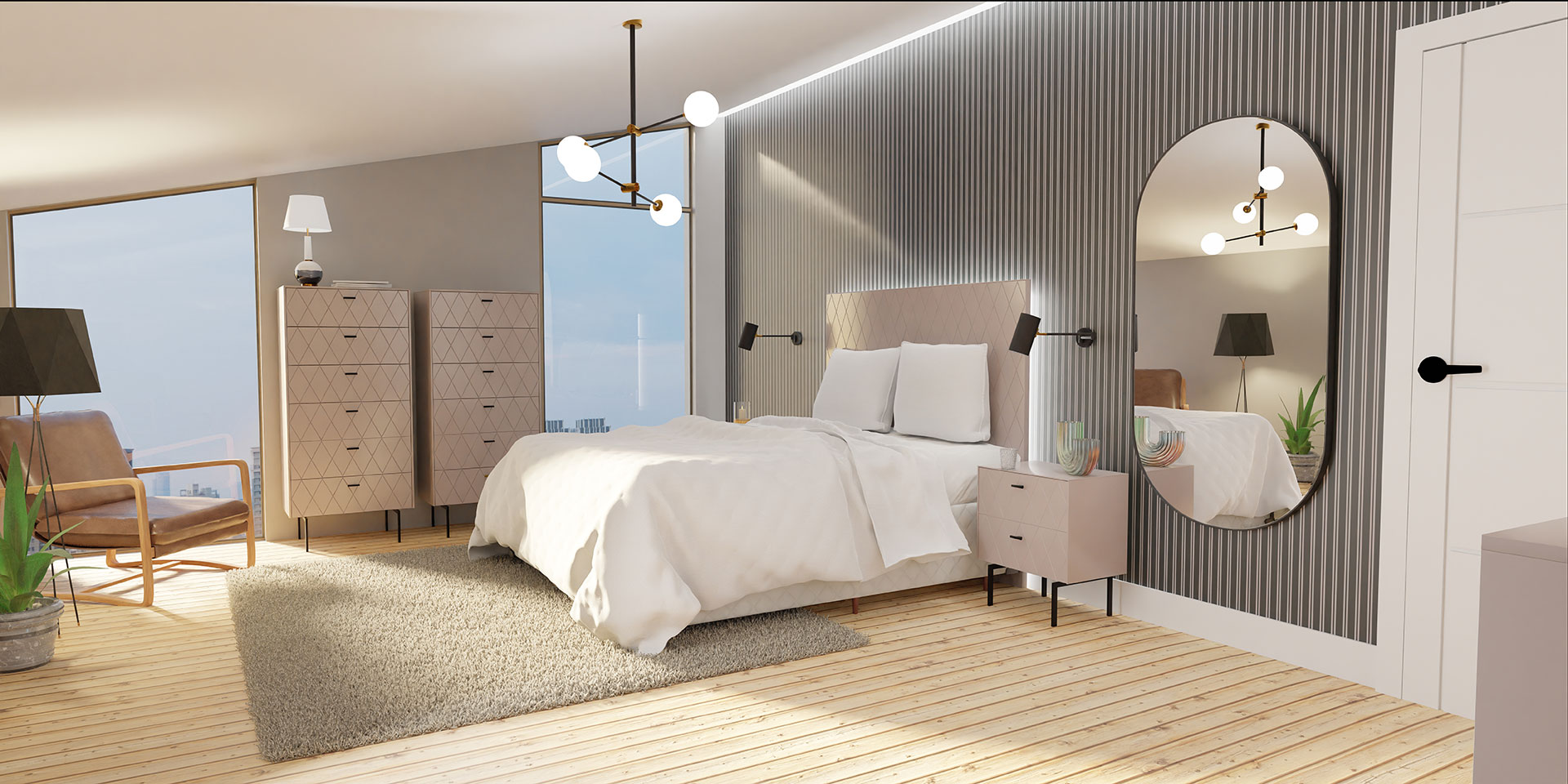 GDECO - SINFONIER 6 CAJONES. COLECCIÓN DIAMOND. LACADO VISÓN, ZOCALO NEGRO GRAFITO. GUIA CON FRENO.