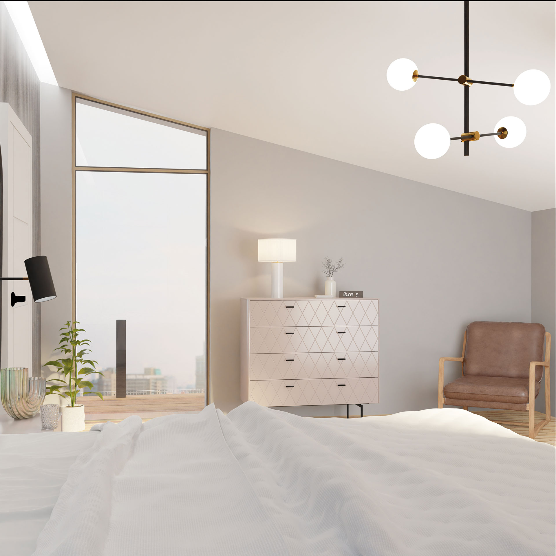 GDECO - CÓMODA 4 CAJONES. COLECCIÓN DIAMOND. LACADA VISÓN, ZOCALO NEGRO GRAFITO. GUIA CON FRENO.