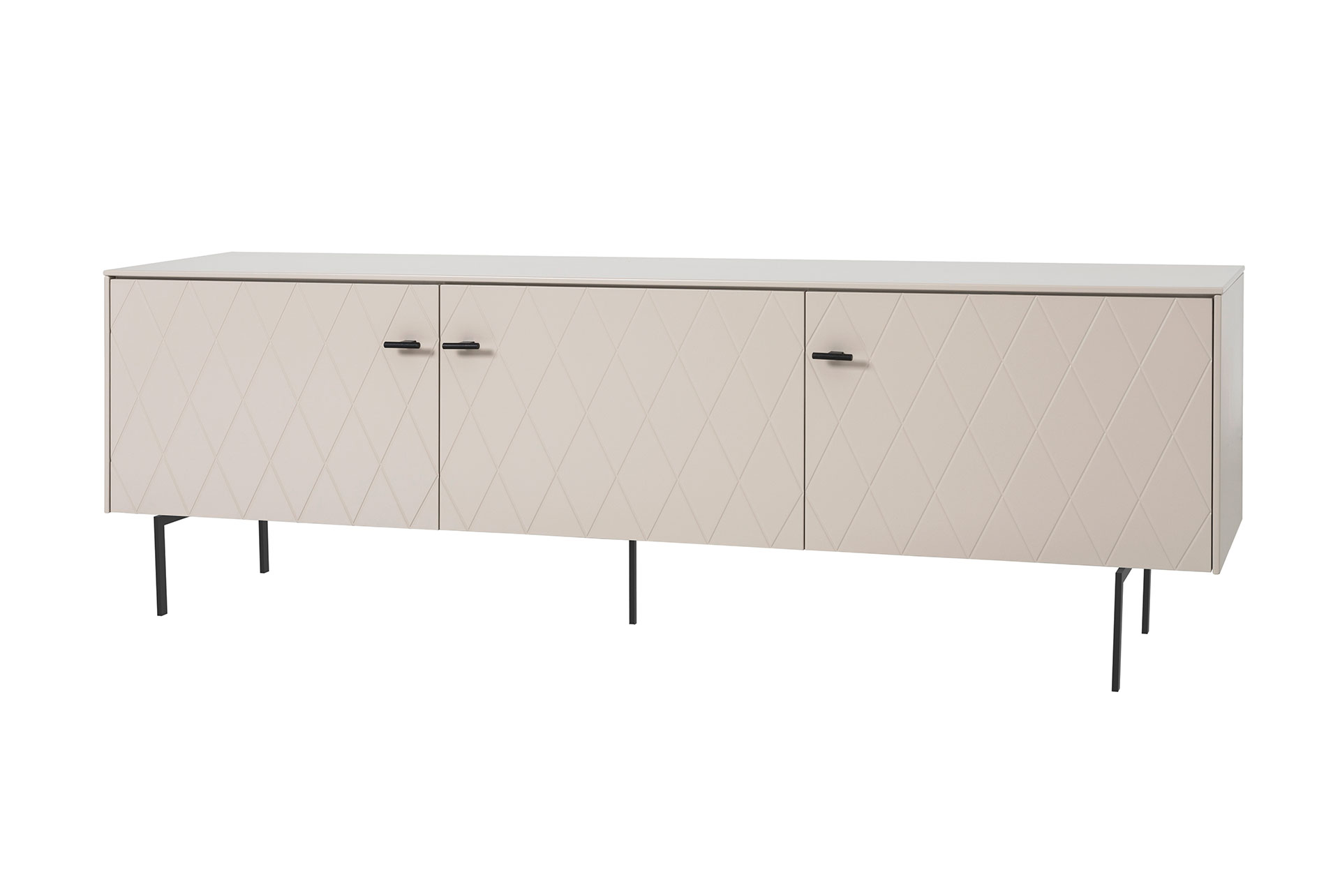 Alternative view of GDECO - MUEBLE TV 3 PUERTAS. ANCHO 182 cm COLECCIÓN DIAMOND. LACADA VISON, ZOCALO NEGRO GRAFITO. VISAGRA CON FRENO.