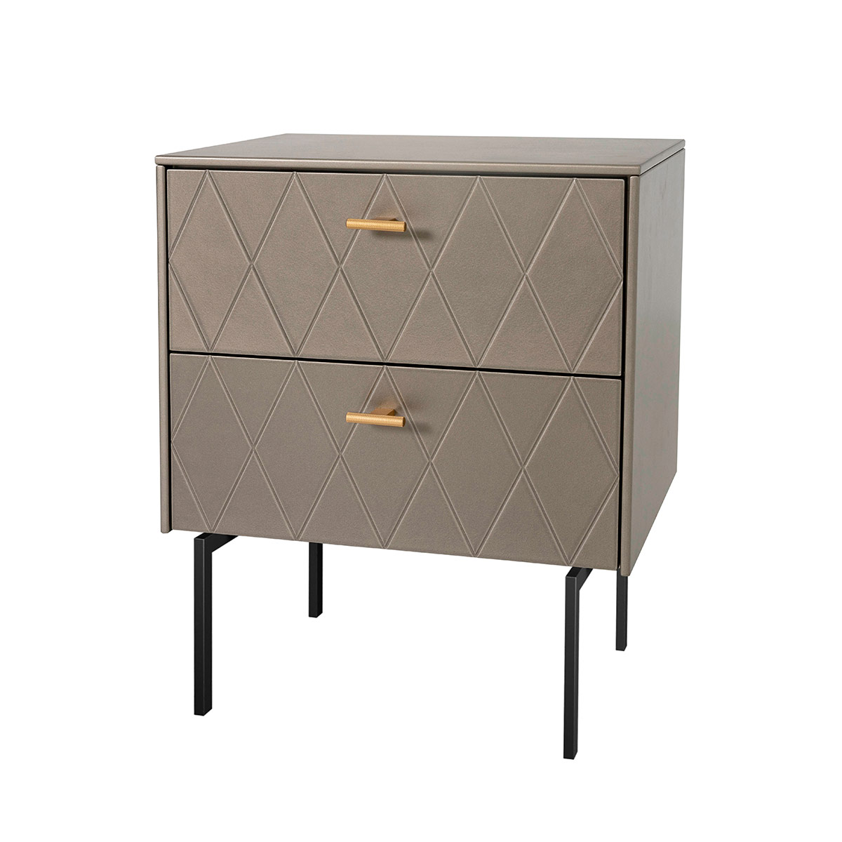 Alternative view of GDECO - MESITA 2 CAJONES.  ANCHO 51cm. COLECCIÓN DIAMOND. LACADA ORO PERLADO, ZOCALO NEGRO GRAFITO. GUIA CON FRENO.