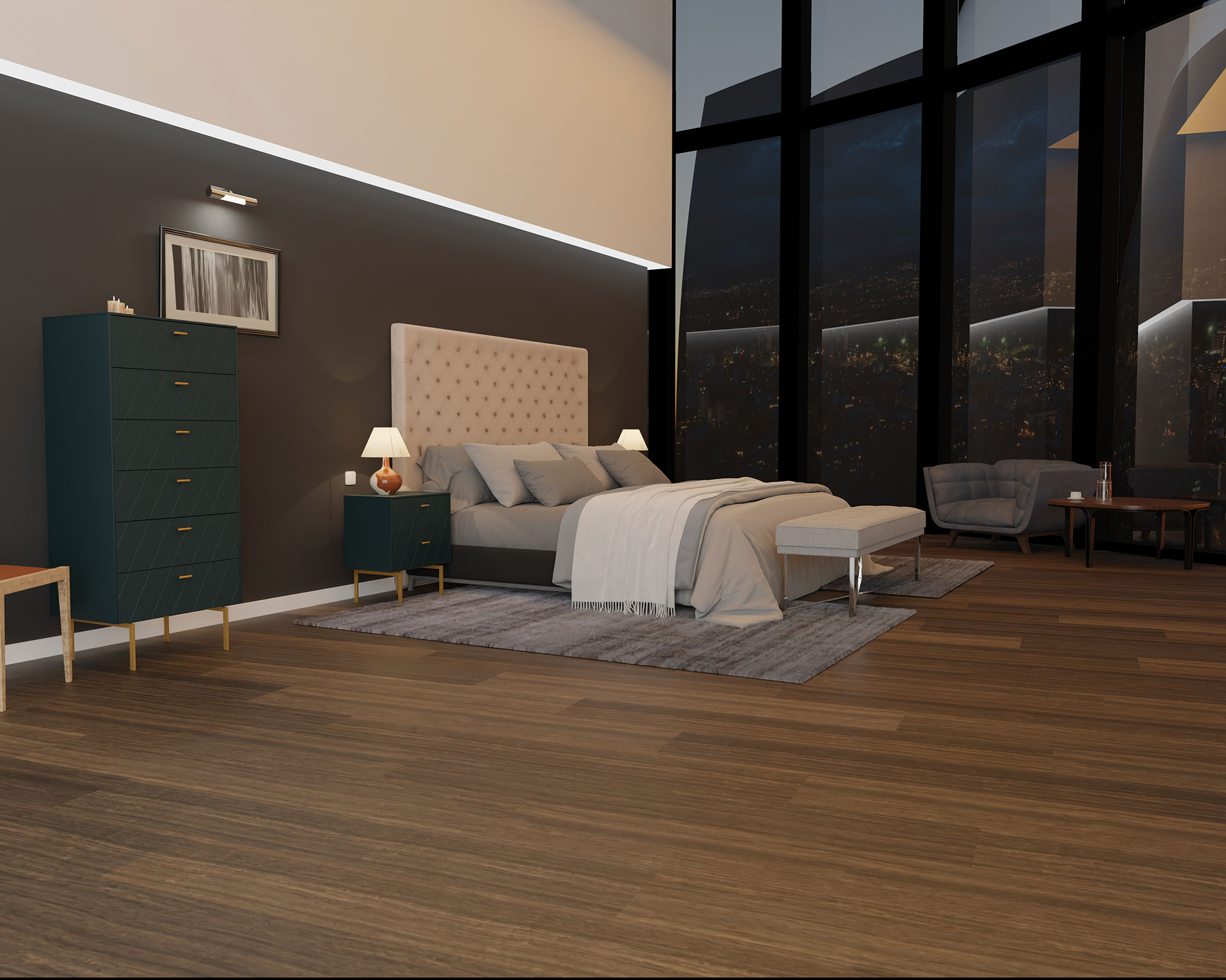 GDECO - MESITA 2 CAJONES.  ANCHO 51cm. COLECCIÓN DIAMOND. LACADA VERDE OSCURO, ZOCALO NEGRO GRAFITO. GUIA CON FRENO.