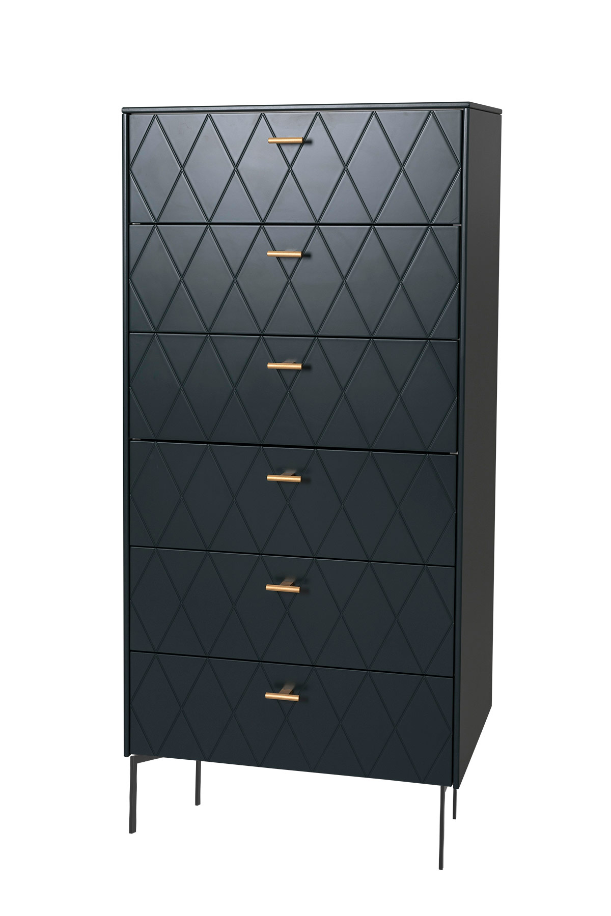 GDECO - SINFONIER 6 CAJONES. COLECCIÓN DIAMOND. LACADO VERDE OSCURO, ZOCALO NEGRO GRAFITO. GUIA CON FRENO.