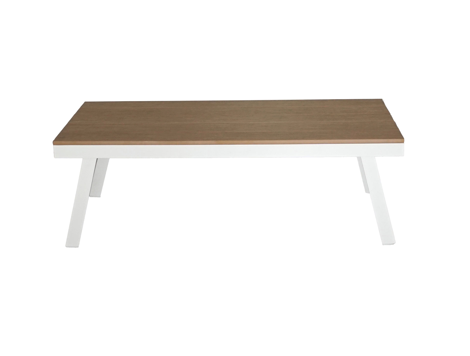 Alternative view of GDECO - Set sofás exterior y mesa de centro Corinto 5 personas. Aluminio blanco, madera sintética y tejido beige.