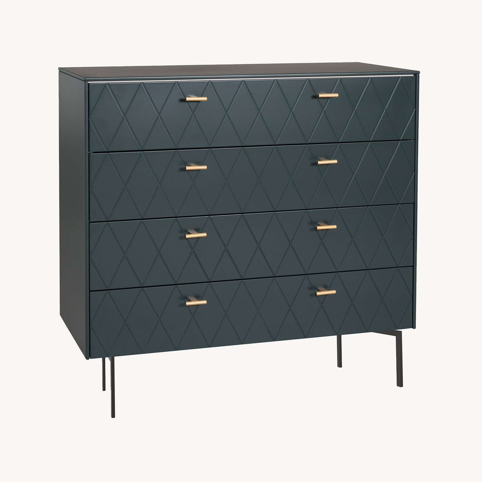 Alternative view of GDECO - COMODA 4 CAJONES. COLECCIÓN DIAMOND. LACADA VERDE OSCURO, ZOCALO NEGRO GRAFITO. GUIA CON FRENO.