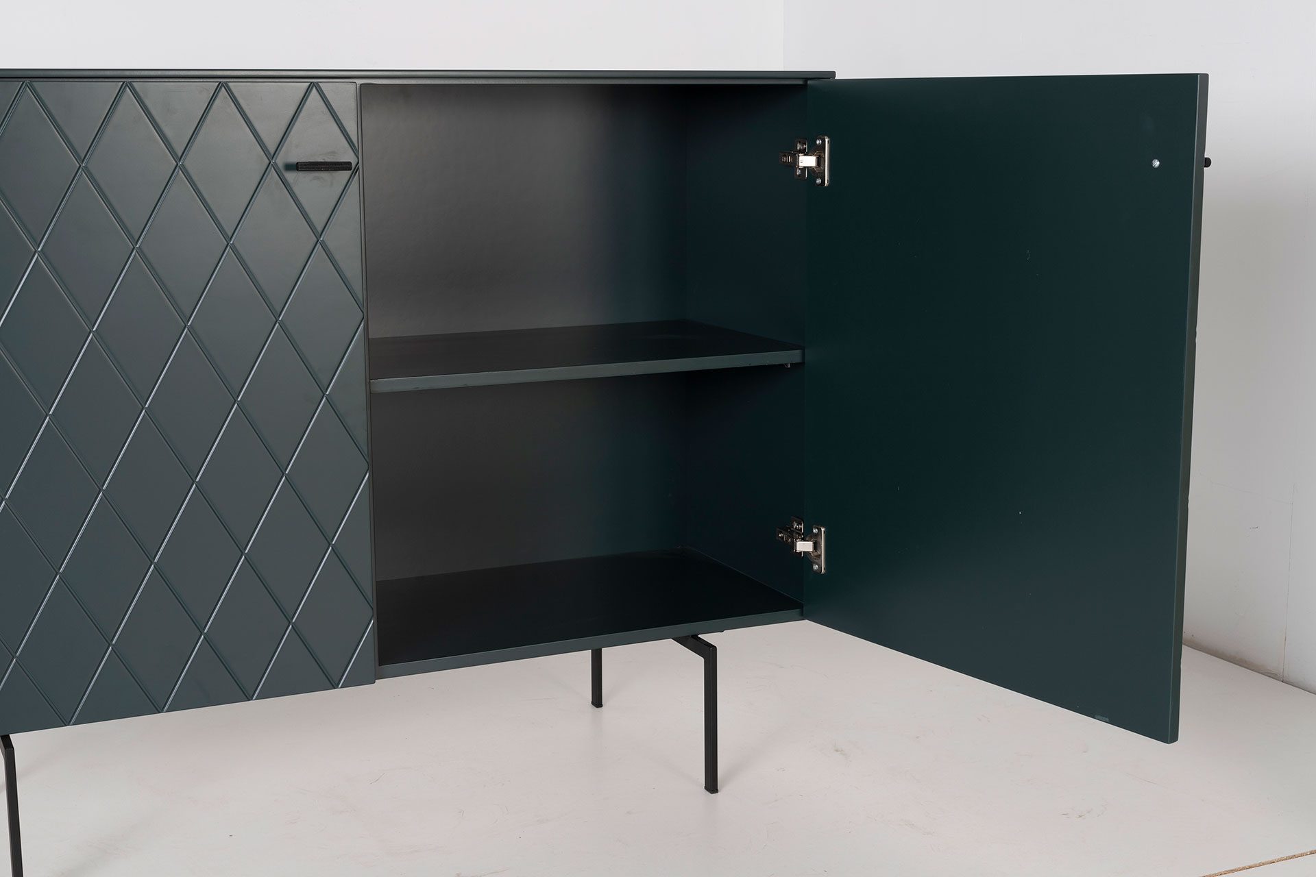 GDECO - CONSOLA 2 PUERTAS. COLECCIÓN DIAMOND. LACADA VERDE OSCURO, ZOCALO NEGRO GRAFITO. VISAGRA CON FRENO. - Imagen 4