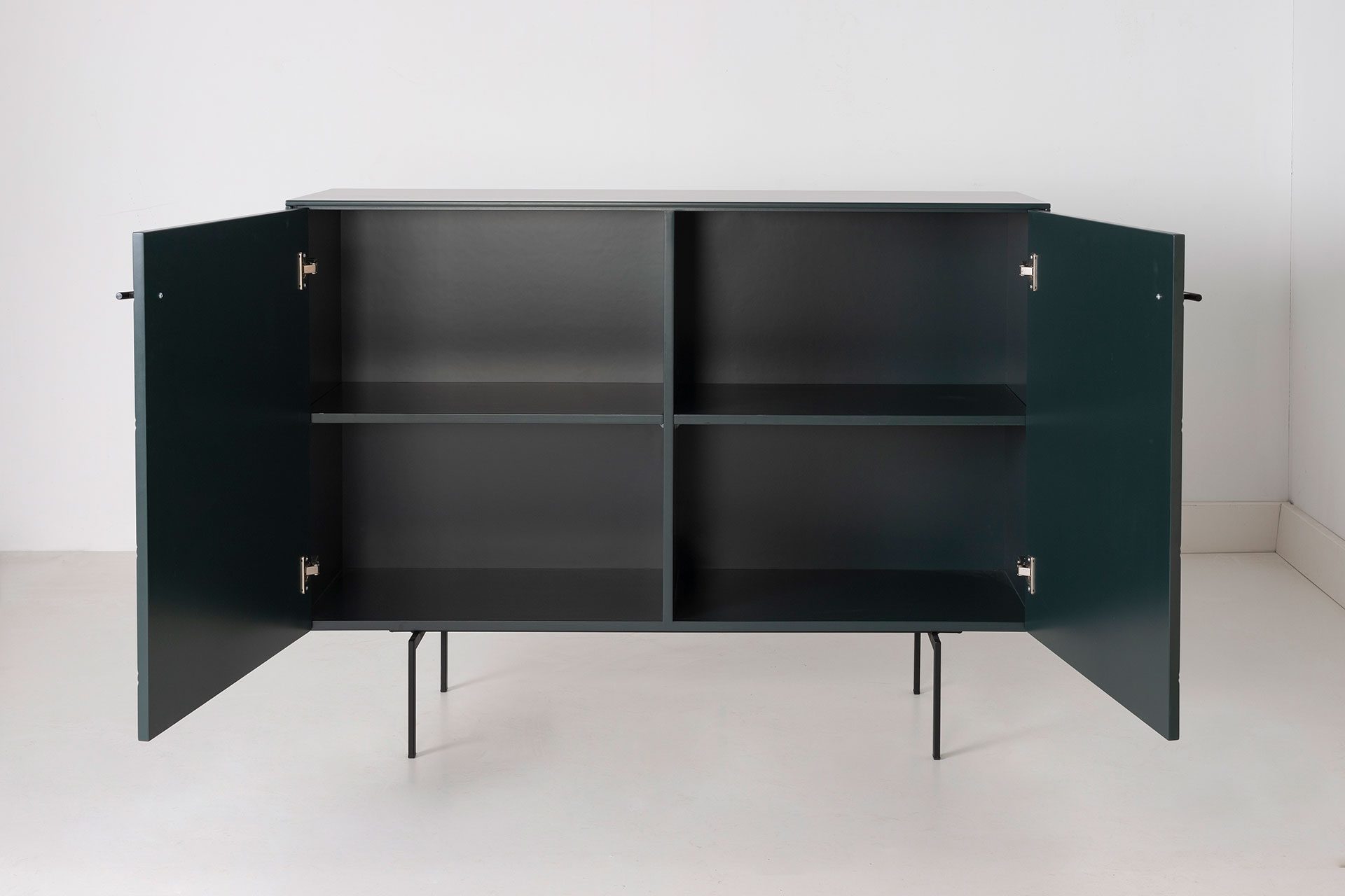 GDECO - CONSOLA 2 PUERTAS. COLECCIÓN DIAMOND. LACADA VERDE OSCURO, ZOCALO NEGRO GRAFITO. VISAGRA CON FRENO. - Imagen 3