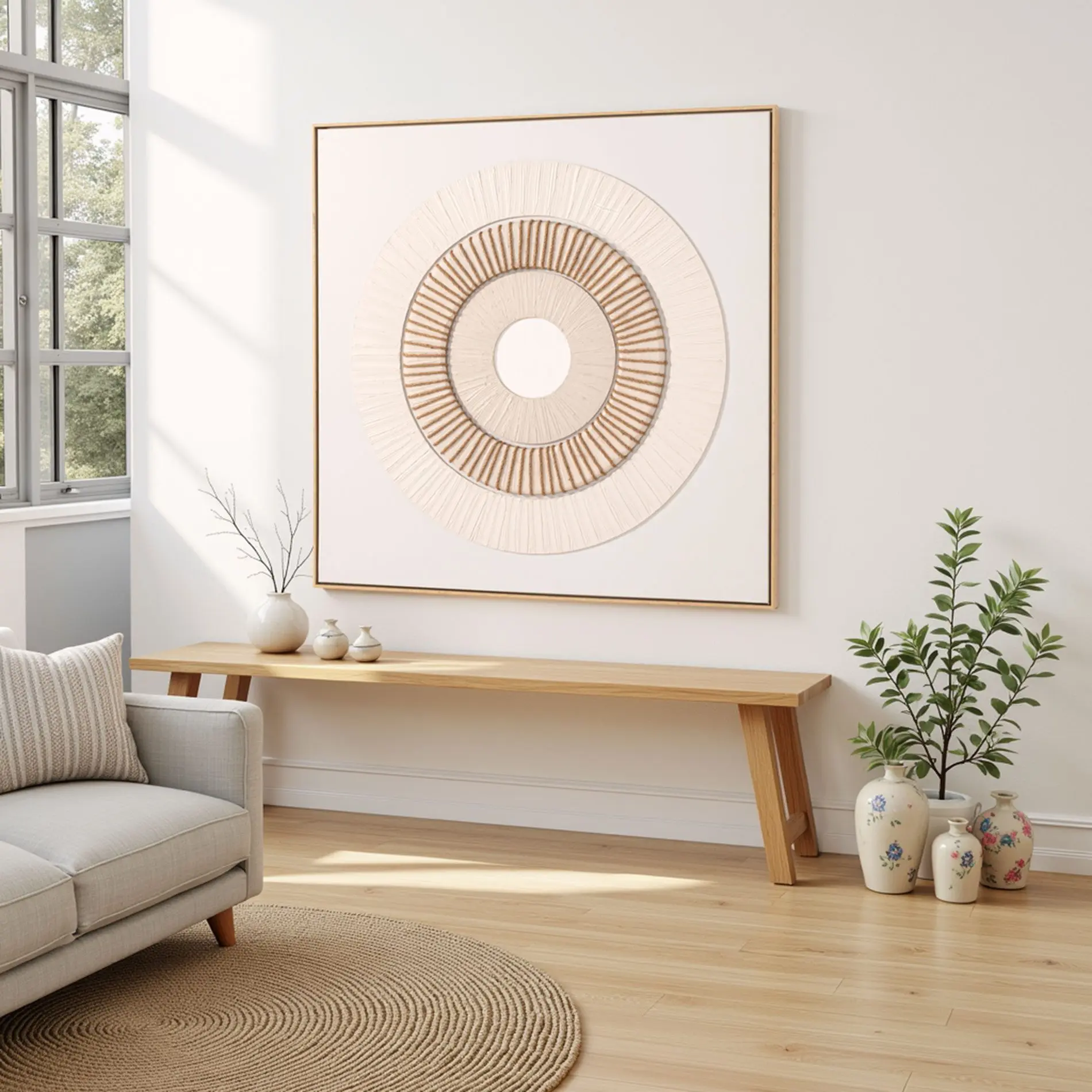 GDECO - CUADRO ÓLEO 100*100 cm MARCO MADERA