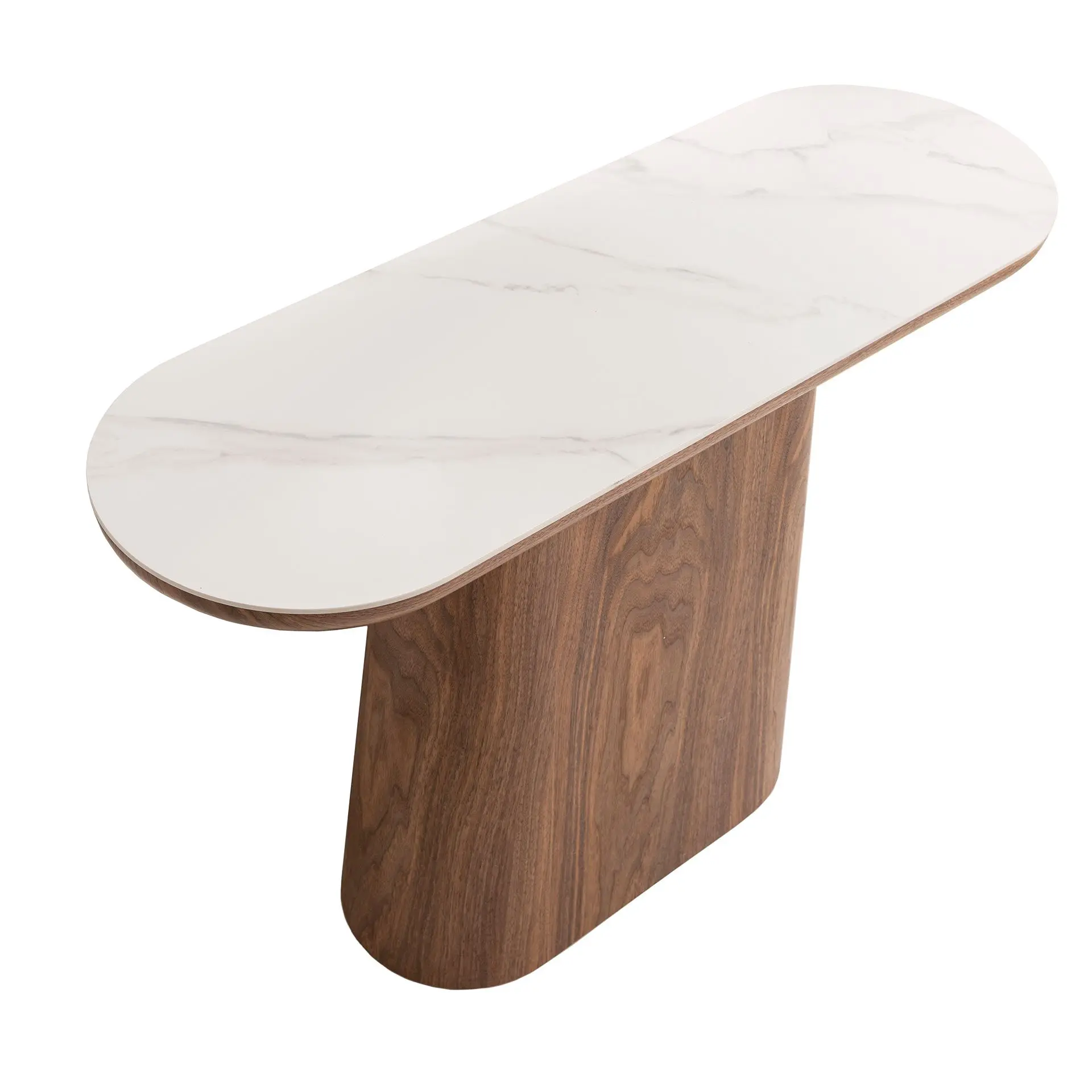 GDECO - CONSOLA 120*80*40 CM. TAPA PORCELANICO BLANCO, PIE CHAPA MADERA NOGAL - Imagen 7